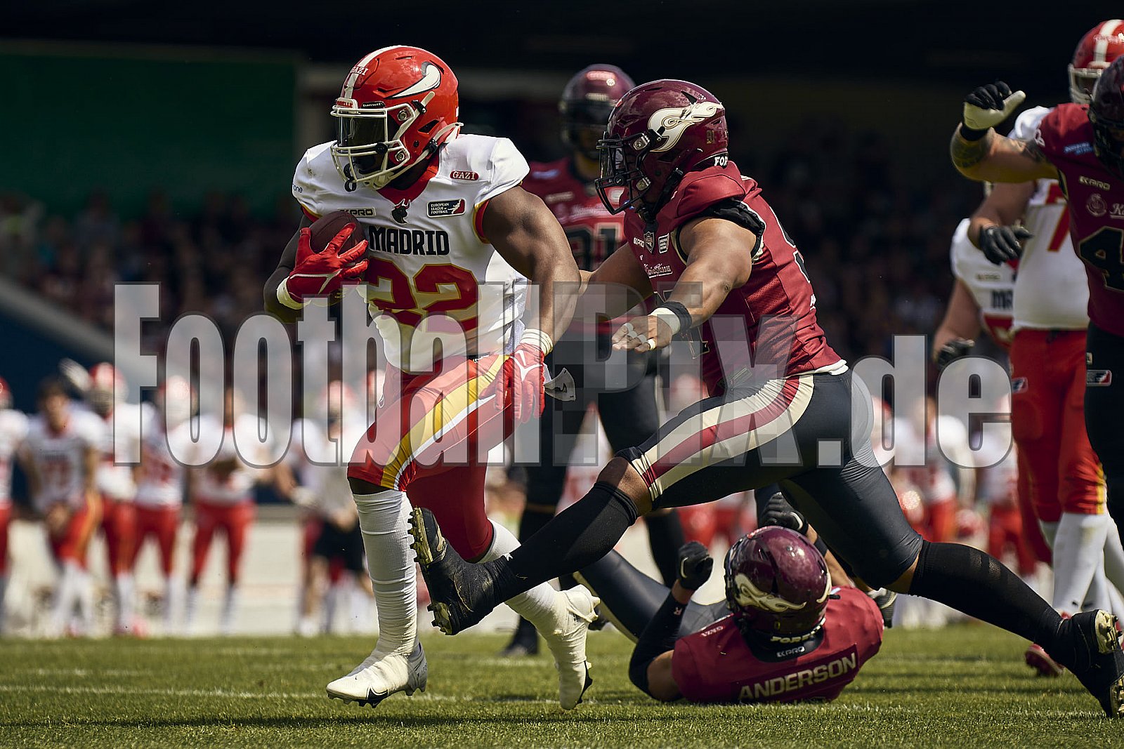 3.Spielwoche der European League of Football (ELF) Season 2024 Madrid Bravos at Rhein Fire am 08.06.2024 im Stadion Niederrhein, 2a Lindnerstraße, Osterfeld, Oberhausen, North Rhine – Westphalia, 46149, Germany. Spiel Endstand 22 : 10. Bildnummer: 2024-06-08_0344 - Elf MadridBravosAtRheinFire
