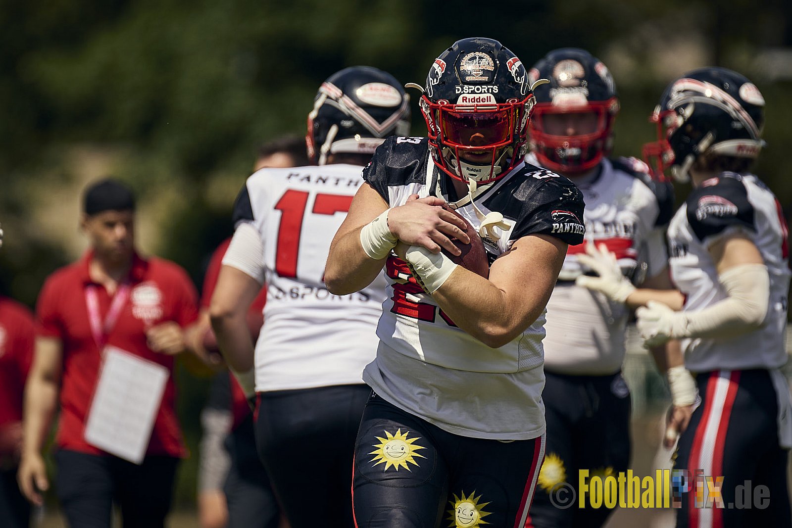 GFL2 Season 2024 Düsseldorf Panther vs. Bielefeld Bulldogs am 09.06.2024 im Bezirks Sportanlage Benrath, Nürnberger Straße, Benrath, Stadtbezirk 9, Dusseldorf, North Rhine – Westphalia, 40599, Germany. Punkte Endstand 30 : 0. - DPantherVsBielefeldBulldogs