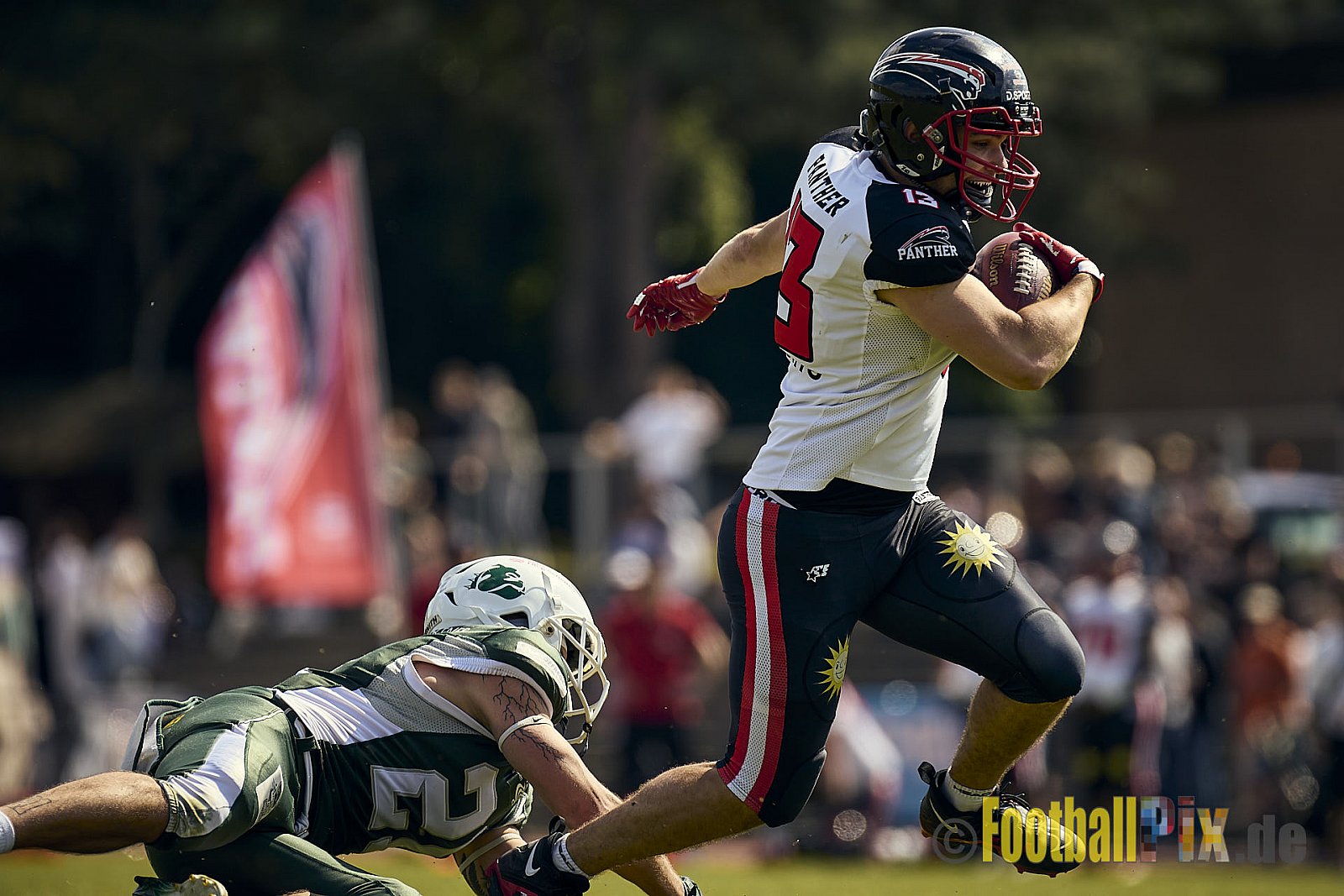 GFL2 Season 2024 Düsseldorf Panther vs. Bielefeld Bulldogs am 09.06.2024 im Bezirks Sportanlage Benrath, Nürnberger Straße, Benrath, Stadtbezirk 9, Dusseldorf, North Rhine – Westphalia, 40599, Germany. Punkte Endstand 30 : 0. - DPantherVsBielefeldBulldogs