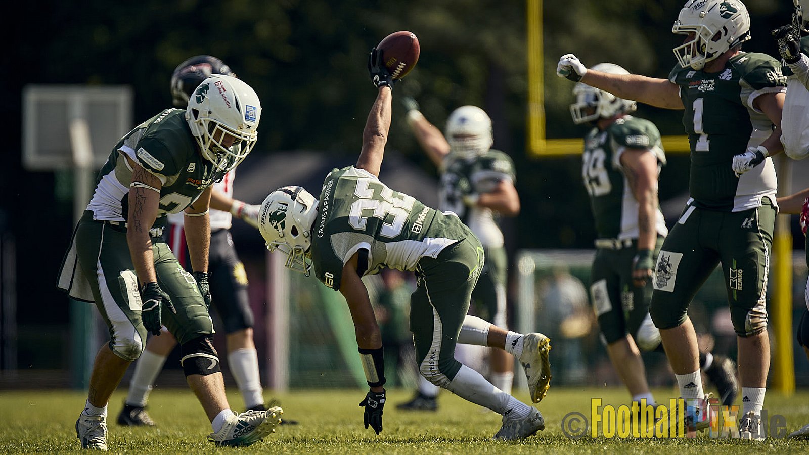 GFL2 Season 2024 Düsseldorf Panther vs. Bielefeld Bulldogs am 09.06.2024 im Bezirks Sportanlage Benrath, Nürnberger Straße, Benrath, Stadtbezirk 9, Dusseldorf, North Rhine – Westphalia, 40599, Germany. Punkte Endstand 30 : 0. - DPantherVsBielefeldBulldogs