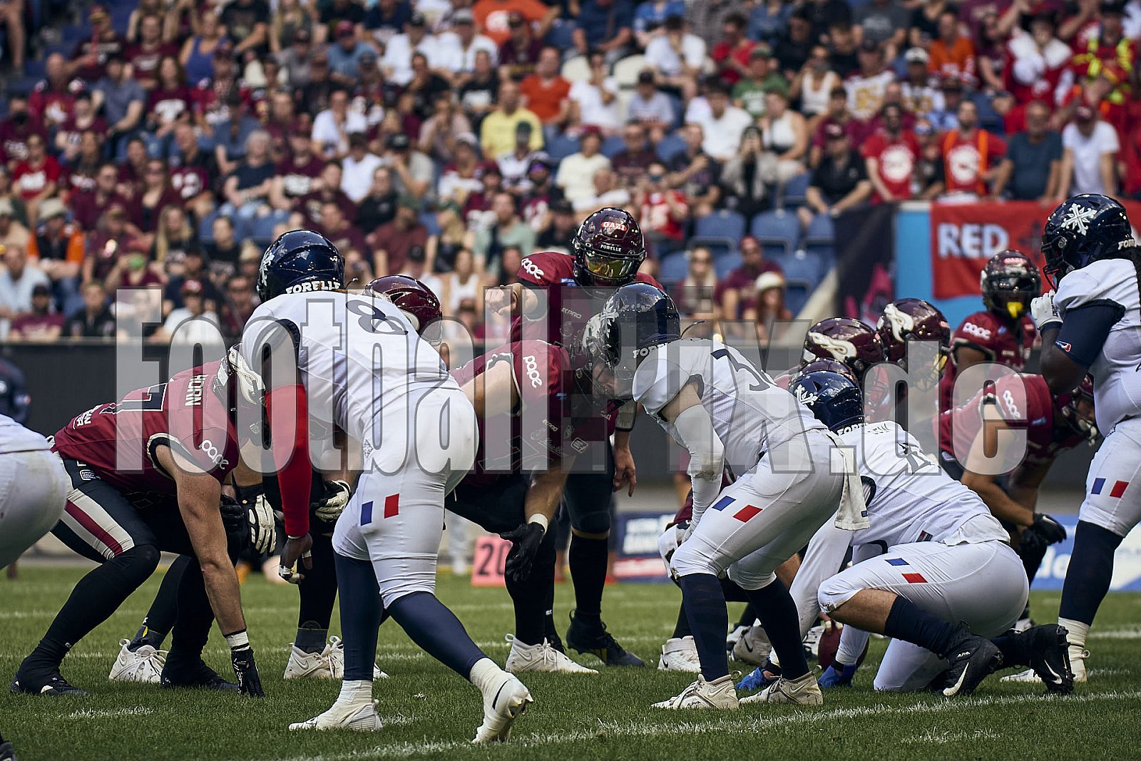 10.Spielwoche der European League of Football (ELF) Season 2024 Paris Musketeers at Rhein Fire am 28.07.2024 im Stadion Schauinsland-Reisen-Arena, Margaretenstraße 5-7, 47055 Duisburg. Spiel Endstand 06 : 38. Bildnummer: 2024-07-28_0398 - Elf ParisMusketeersAtRheinFire