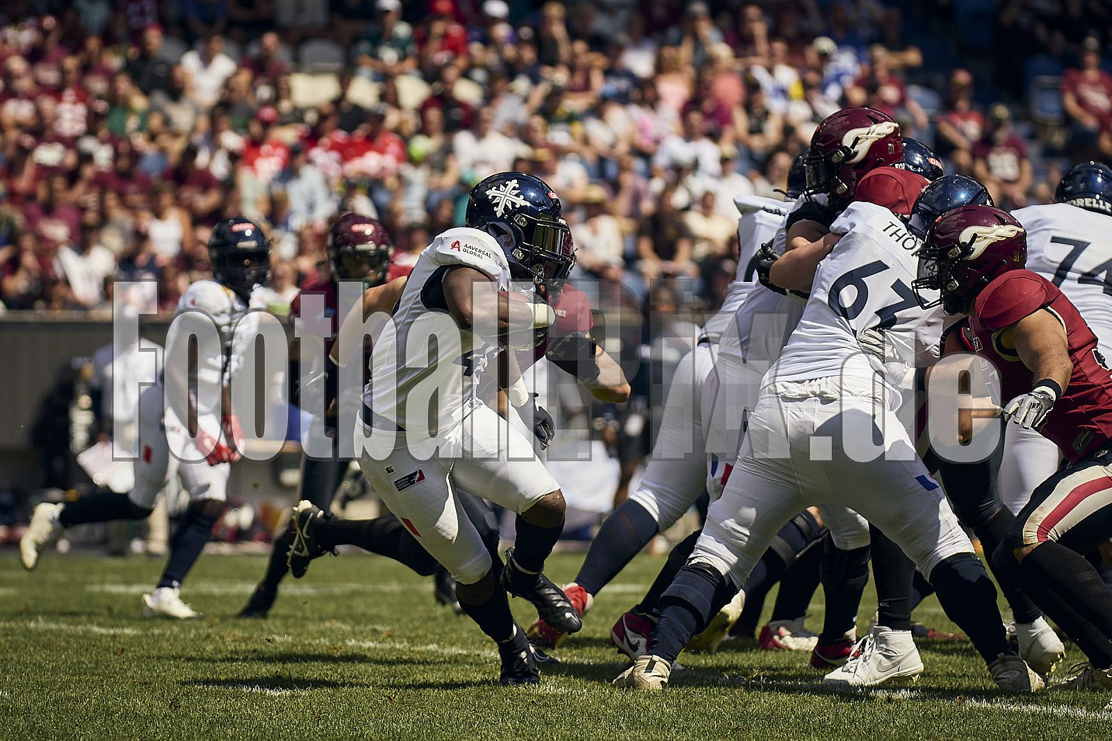 10.Spielwoche der European League of Football (ELF) Season 2024 Paris Musketeers at Rhein Fire am 28.07.2024 im Stadion Schauinsland-Reisen-Arena, Margaretenstraße 5-7, 47055 Duisburg. Spiel Endstand 06 : 38. Bildnummer: 2024-07-28_0640 - Elf ParisMusketeersAtRheinFire