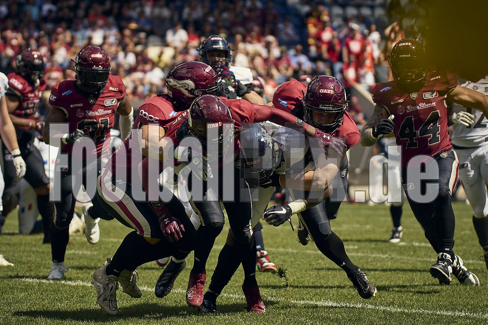 10.Spielwoche der European League of Football (ELF) Season 2024 Paris Musketeers at Rhein Fire am 28.07.2024 im Stadion Schauinsland-Reisen-Arena, Margaretenstraße 5-7, 47055 Duisburg. Spiel Endstand 06 : 38. Bildnummer: 2024-07-28_0648 - Elf ParisMusketeersAtRheinFire