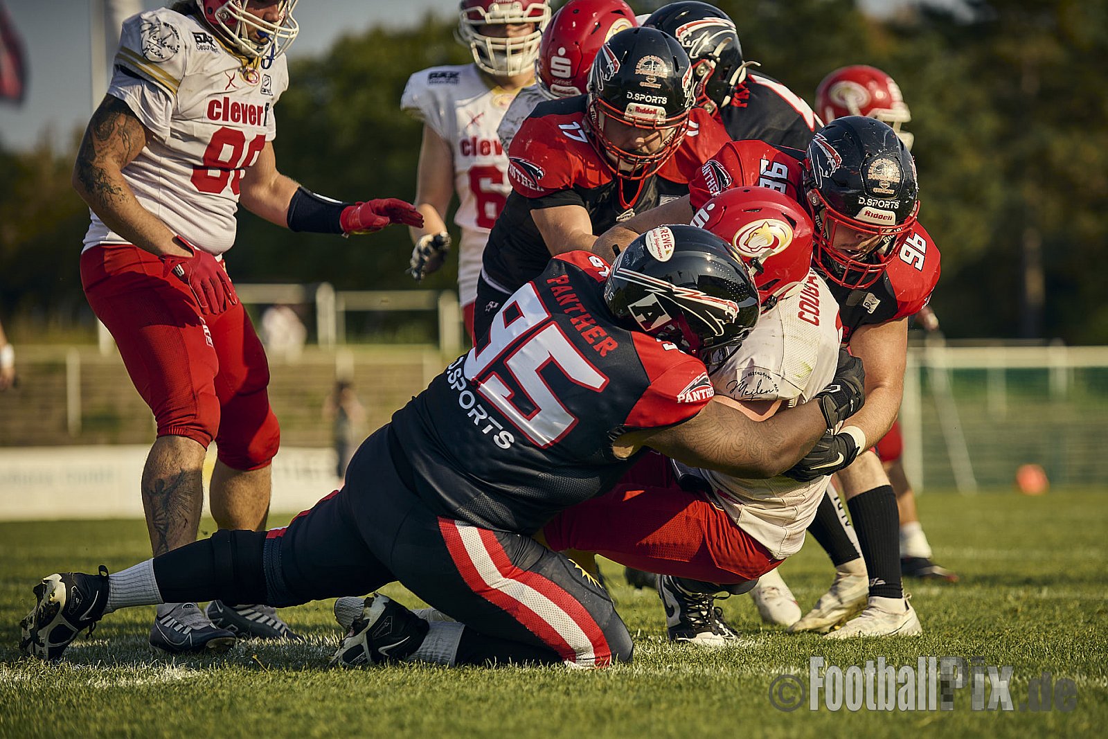 GFL2 Season 2024 Düsseldorf Panther vs. Lübeck Cougars am 31.08.2024 im Bezirks Sportanlage Benrath, Nürnberger Straße, Benrath, Stadtbezirk 9, Dusseldorf, North Rhine-Westphalia, 40599, Germany. Punkte Endstand 16 : 10. - DPantherVsLuebeckCougars