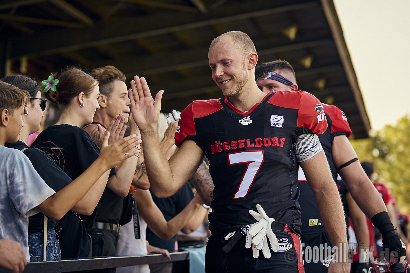 GFL2 Season 2024 Düsseldorf Panther vs. Lübeck Cougars am 31.08.2024 im Bezirks Sportanlage Benrath, Nürnberger Straße, Benrath, Stadtbezirk 9, Dusseldorf, North Rhine-Westphalia, 40599, Germany. Punkte Endstand 16 : 10. - DPantherVsLuebeckCougars