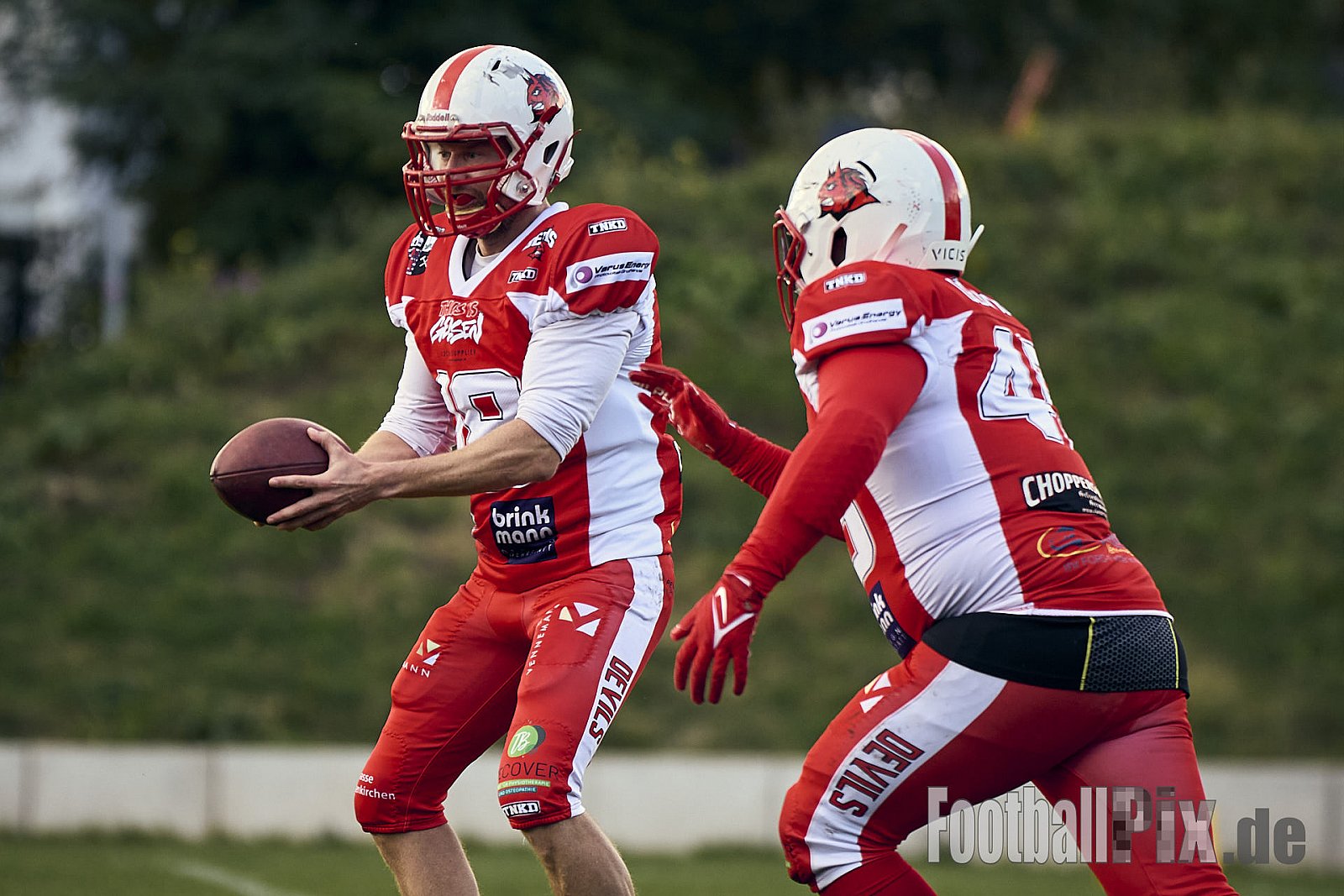 AFCV VL NRW | Gelsenkirchen Devils vs. Recklinghausen Chargers | 28.09.2024 | BV Horst Süd 1962 e.V., Am Hesterkamp, Horst, Gelsenkirchen-West, Gelsenkirchen, North Rhine-Westphalia, 45899, Germany | Punkte Endstand 21 : 35 | Bildnummer: 2024-09-28_0238 - GelsenkirchenDevilsVsRecklinghausenChargers