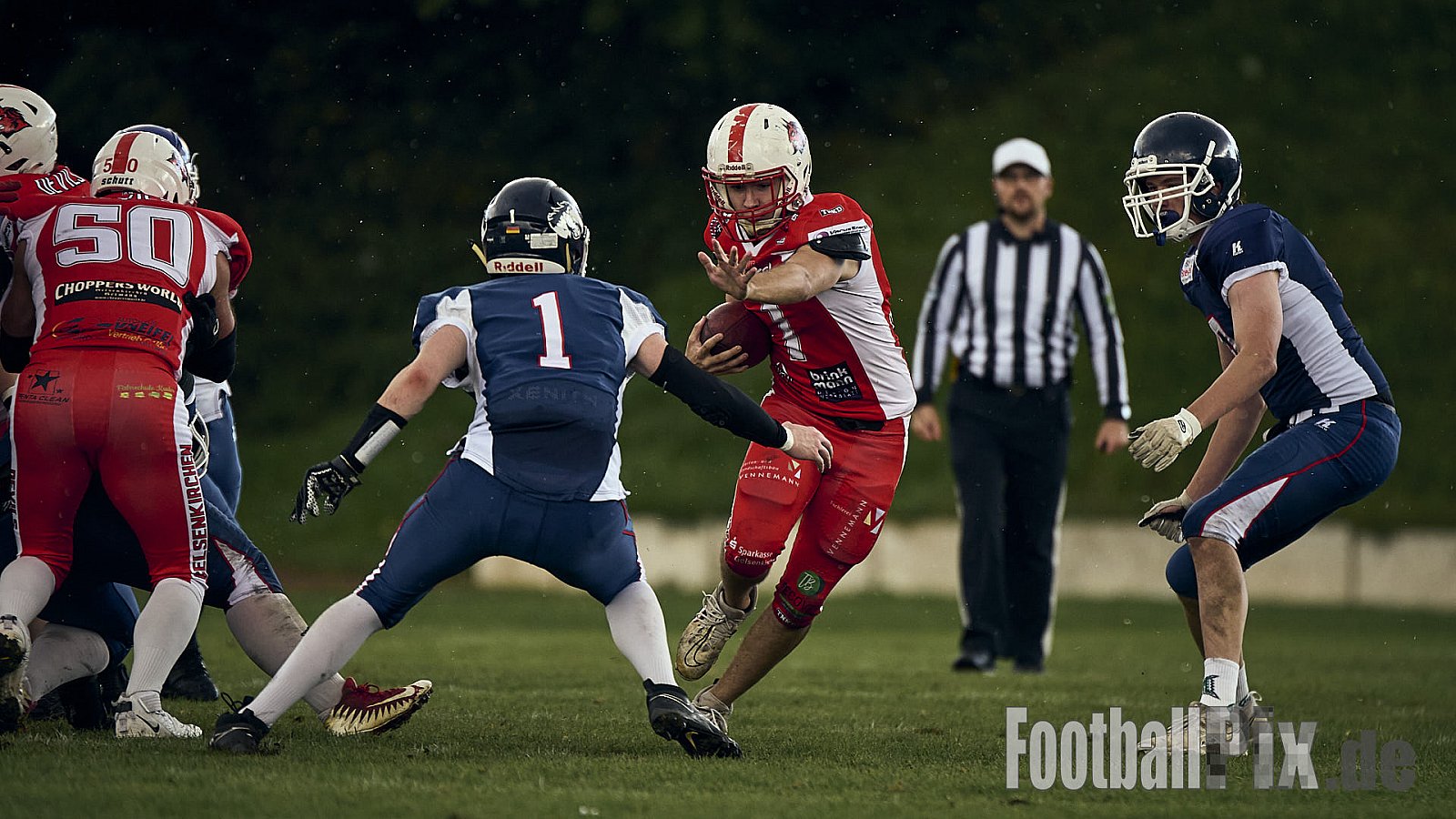 AFCV VL NRW | Gelsenkirchen Devils vs. Recklinghausen Chargers | 28.09.2024 | BV Horst Süd 1962 e.V., Am Hesterkamp, Horst, Gelsenkirchen-West, Gelsenkirchen, North Rhine-Westphalia, 45899, Germany | Punkte Endstand 21 : 35 | Bildnummer: 2024-09-28_0440 - GelsenkirchenDevilsVsRecklinghausenChargers
