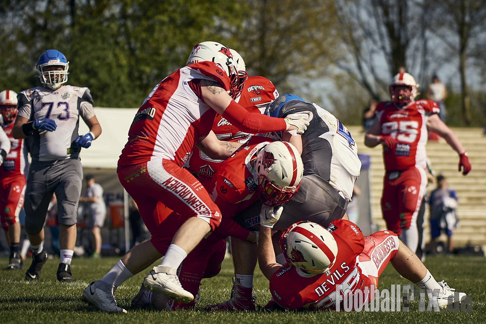 AFCV VL NRW | Charity Game Gelsenkirchen Devils vs. Bocholt Rhinos | 12.04.2025 |  | Punkte Endstand 35 : 07 | Bildnummer: 2025-04-12_0426 - GelsenkirchenDevilsVsBocholtRhinos