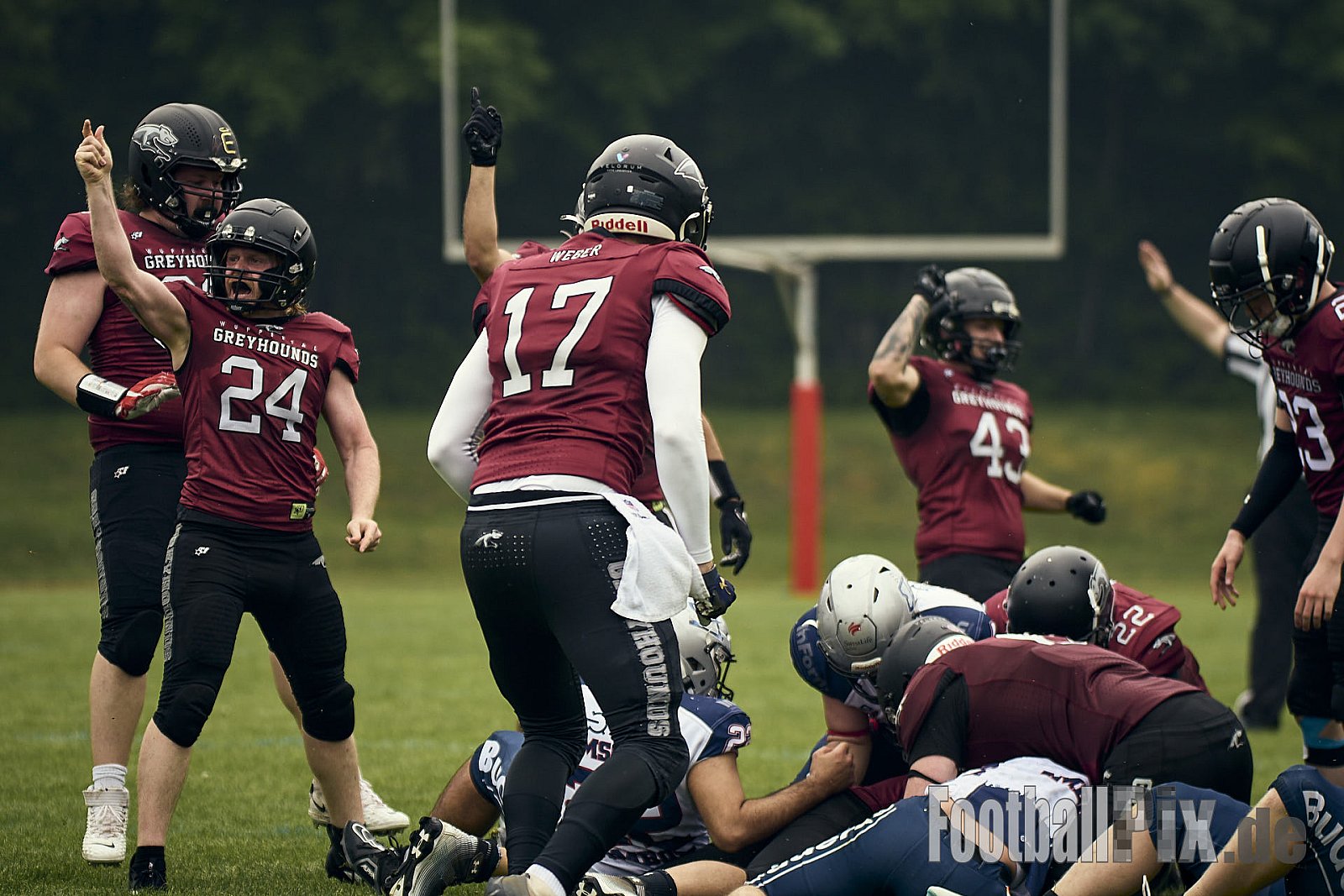 AFCV OL NRW | Remscheid Amboss vs. Wuppertal Greyhounds | 03.05.2025 | Stadion Reinshagen, Remscheid | Punkte Endstand 14 : 07 | Bildnummer: 2025-05-03_0263 - RemscheidAmbossVsWuppertalGreyhounds