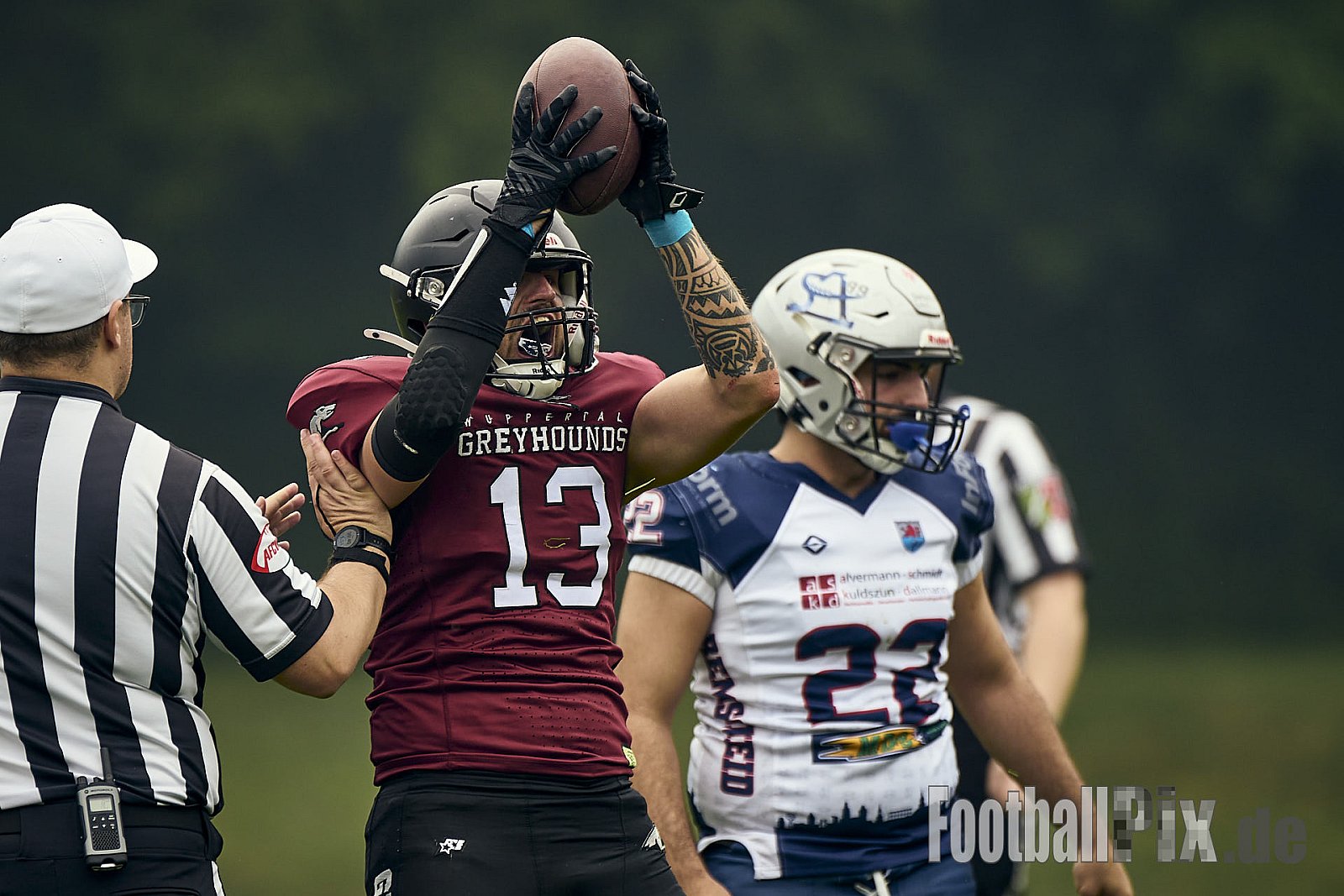 AFCV OL NRW | Remscheid Amboss vs. Wuppertal Greyhounds | 03.05.2025 | Stadion Reinshagen, Remscheid | Punkte Endstand 14 : 07 | Bildnummer: 2025-05-03_0268 - RemscheidAmbossVsWuppertalGreyhounds