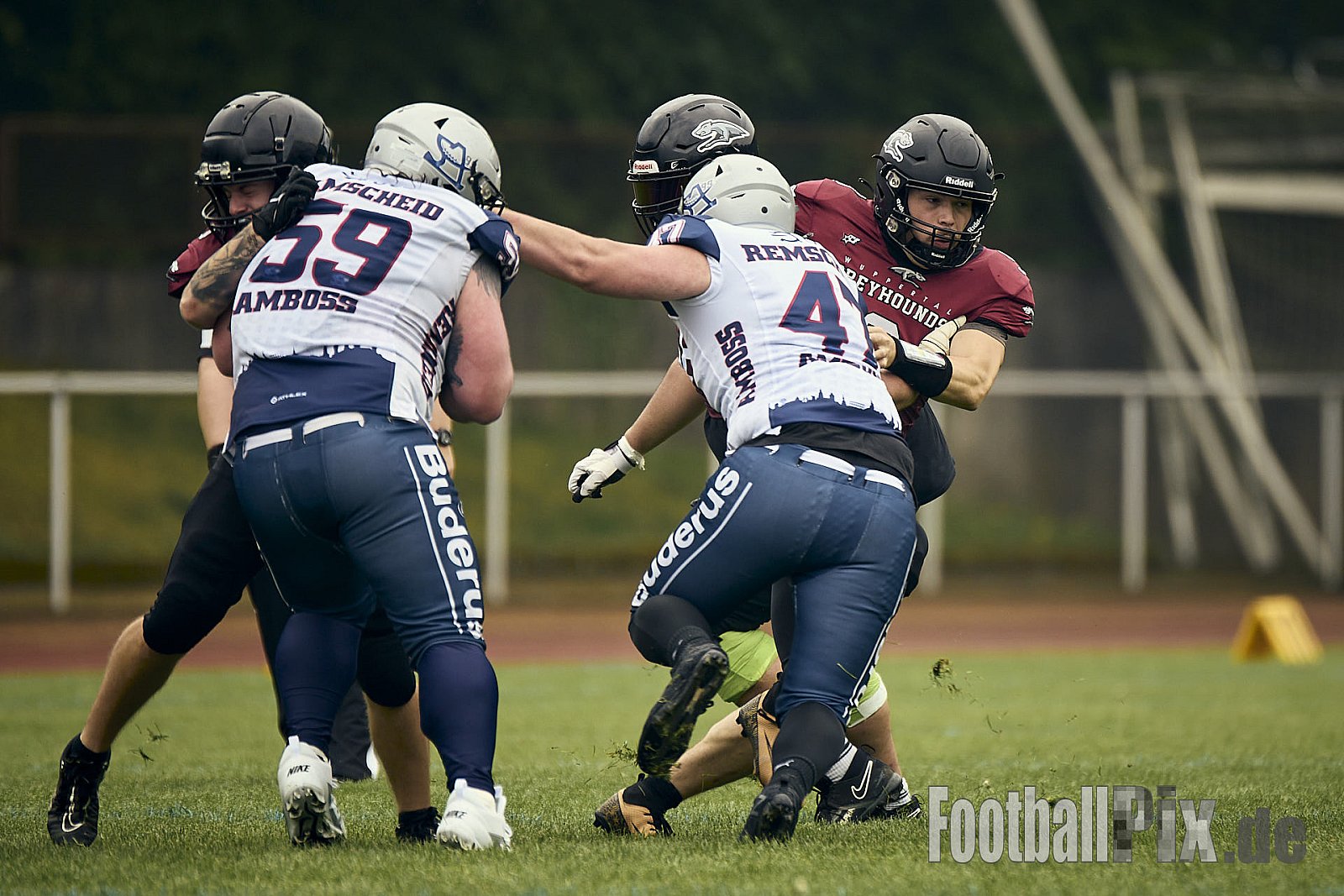 AFCV OL NRW | Remscheid Amboss vs. Wuppertal Greyhounds | 03.05.2025 | Stadion Reinshagen, Remscheid | Punkte Endstand 14 : 07 | Bildnummer: 2025-05-03_0279 - RemscheidAmbossVsWuppertalGreyhounds