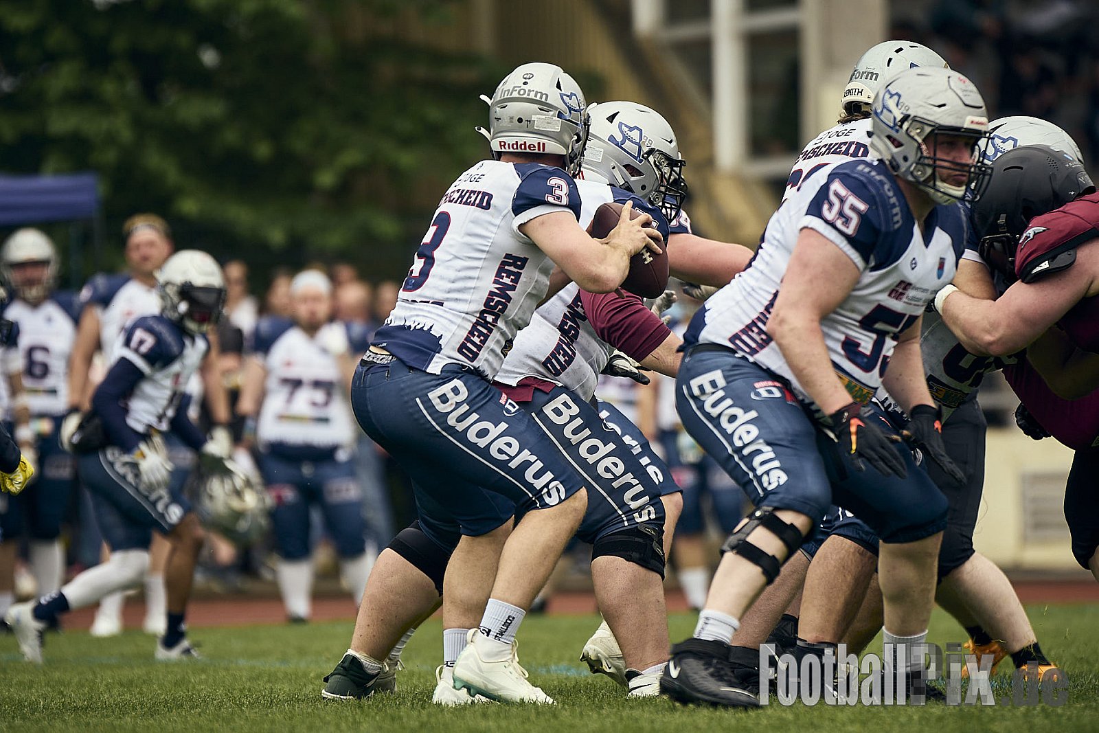AFCV OL NRW | Remscheid Amboss vs. Wuppertal Greyhounds | 03.05.2025 | Stadion Reinshagen, Remscheid | Punkte Endstand 14 : 07 | Bildnummer: 2025-05-03_0297 - RemscheidAmbossVsWuppertalGreyhounds