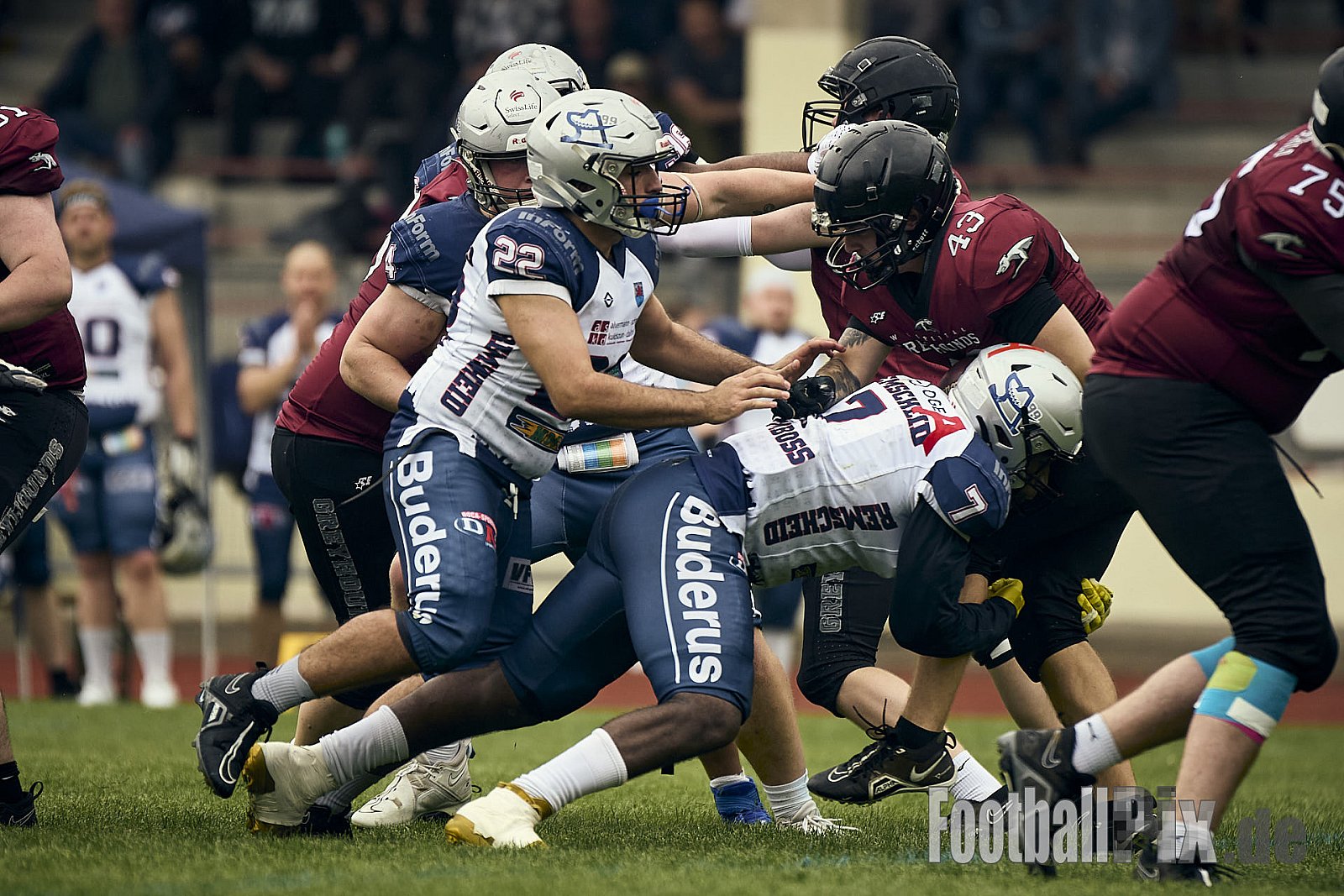 AFCV OL NRW | Remscheid Amboss vs. Wuppertal Greyhounds | 03.05.2025 | Stadion Reinshagen, Remscheid | Punkte Endstand 14 : 07 | Bildnummer: 2025-05-03_0324 - RemscheidAmbossVsWuppertalGreyhounds