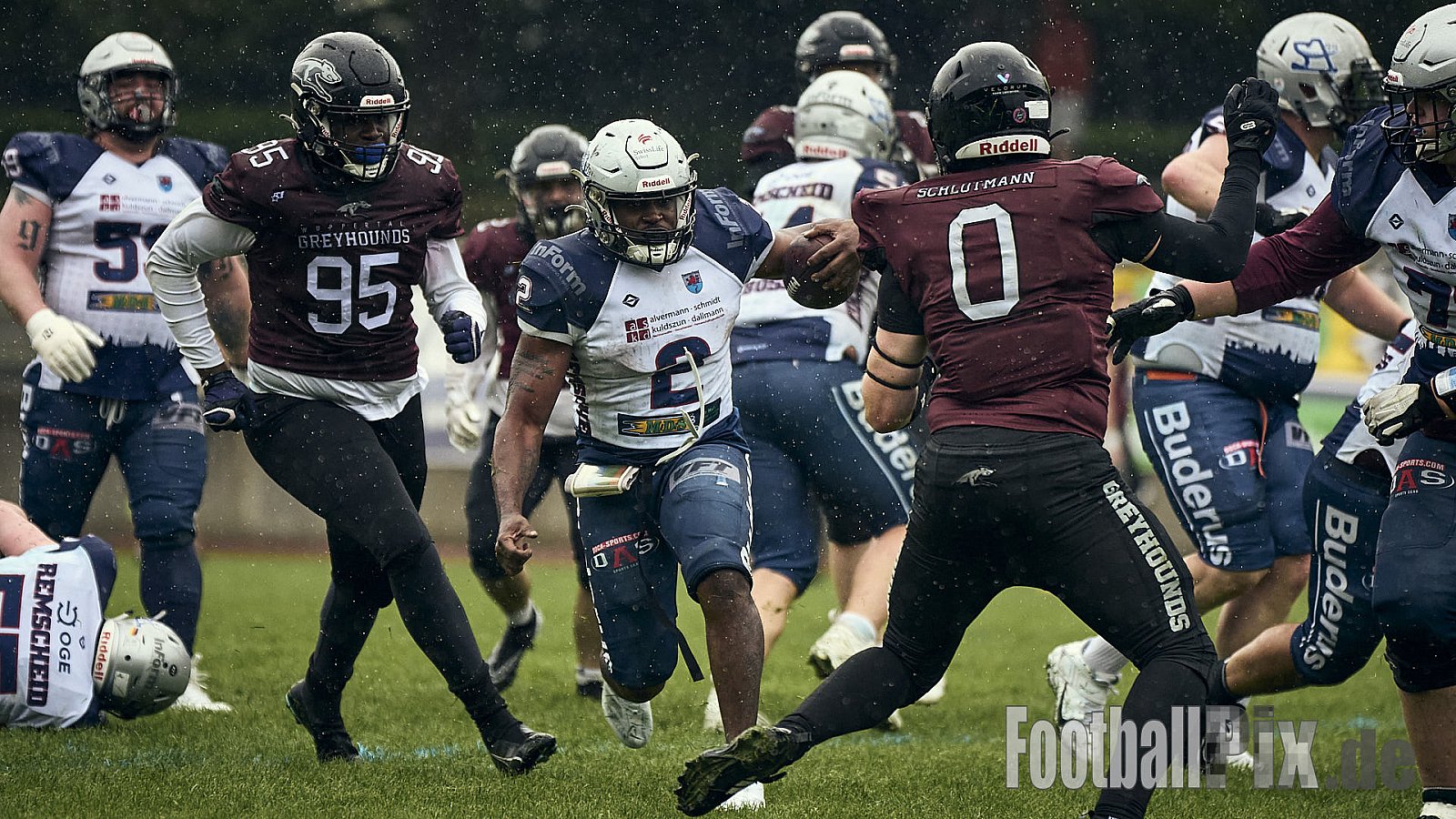 AFCV OL NRW | Remscheid Amboss vs. Wuppertal Greyhounds | 03.05.2025 | Stadion Reinshagen, Remscheid | Punkte Endstand 14 : 07 | Bildnummer: 2025-05-03_0514 - RemscheidAmbossVsWuppertalGreyhounds