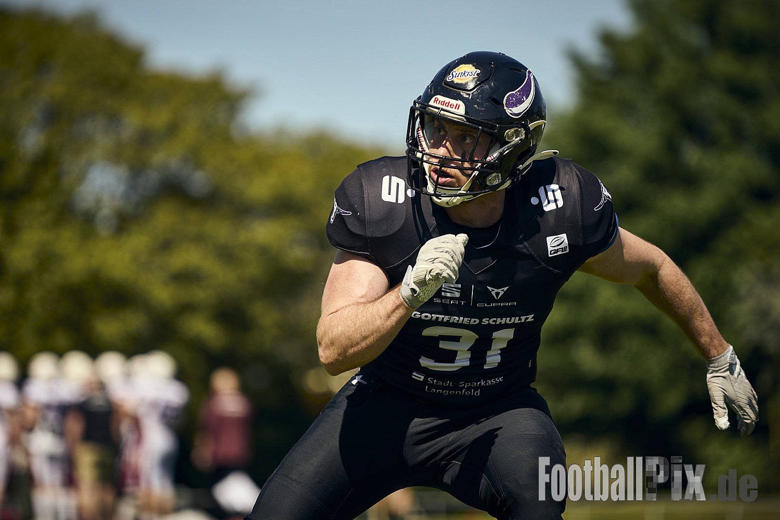 GFL 2 | Langenfeld Longhorns vs. Hamburg Pioneers | 10.05.2025 | Jahnstadion, Langenfeld | Punkte Endstand 35 : 10 | Bildnummer: 2025-05-10_0158 - LangenfeldLonghornsVsHamburgPioneers