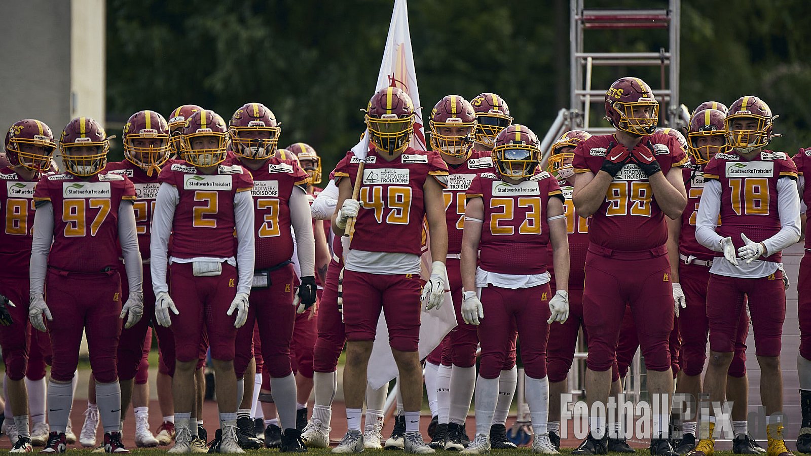 AFCV RL NRW | Troisdorf Jets vs. Essen Assindia Cardinals | 17.05.2025 | Aggerstadion, 53840 Troisdorf | Punkte Endstand 19 : 14 | Bildnummer: 2025-05-17_0004 - TroisdorfJetsVsEssenAssindiaCardinals
