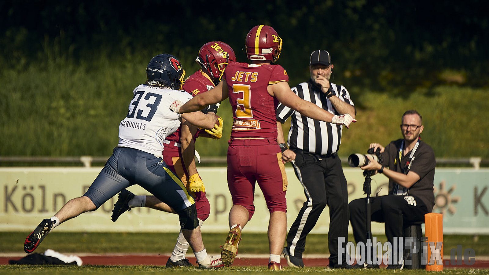 AFCV RL NRW | Troisdorf Jets vs. Essen Assindia Cardinals | 17.05.2025 | Aggerstadion, 53840 Troisdorf | Punkte Endstand 19 : 14 | Bildnummer: 2025-05-17_0062 - TroisdorfJetsVsEssenAssindiaCardinals