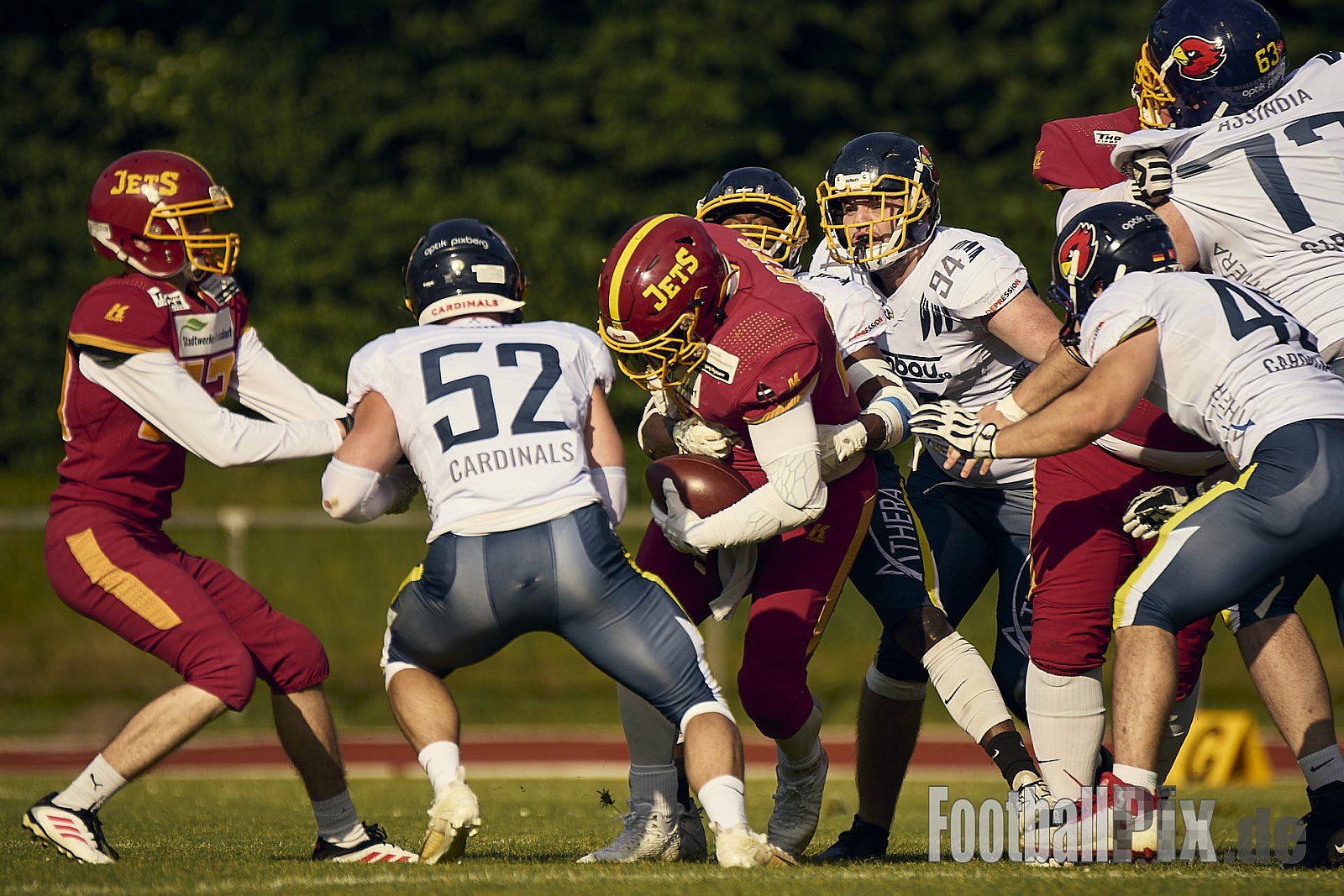 AFCV RL NRW | Troisdorf Jets vs. Essen Assindia Cardinals | 17.05.2025 | Aggerstadion, 53840 Troisdorf | Punkte Endstand 19 : 14 | Bildnummer: 2025-05-17_0125 - TroisdorfJetsVsEssenAssindiaCardinals