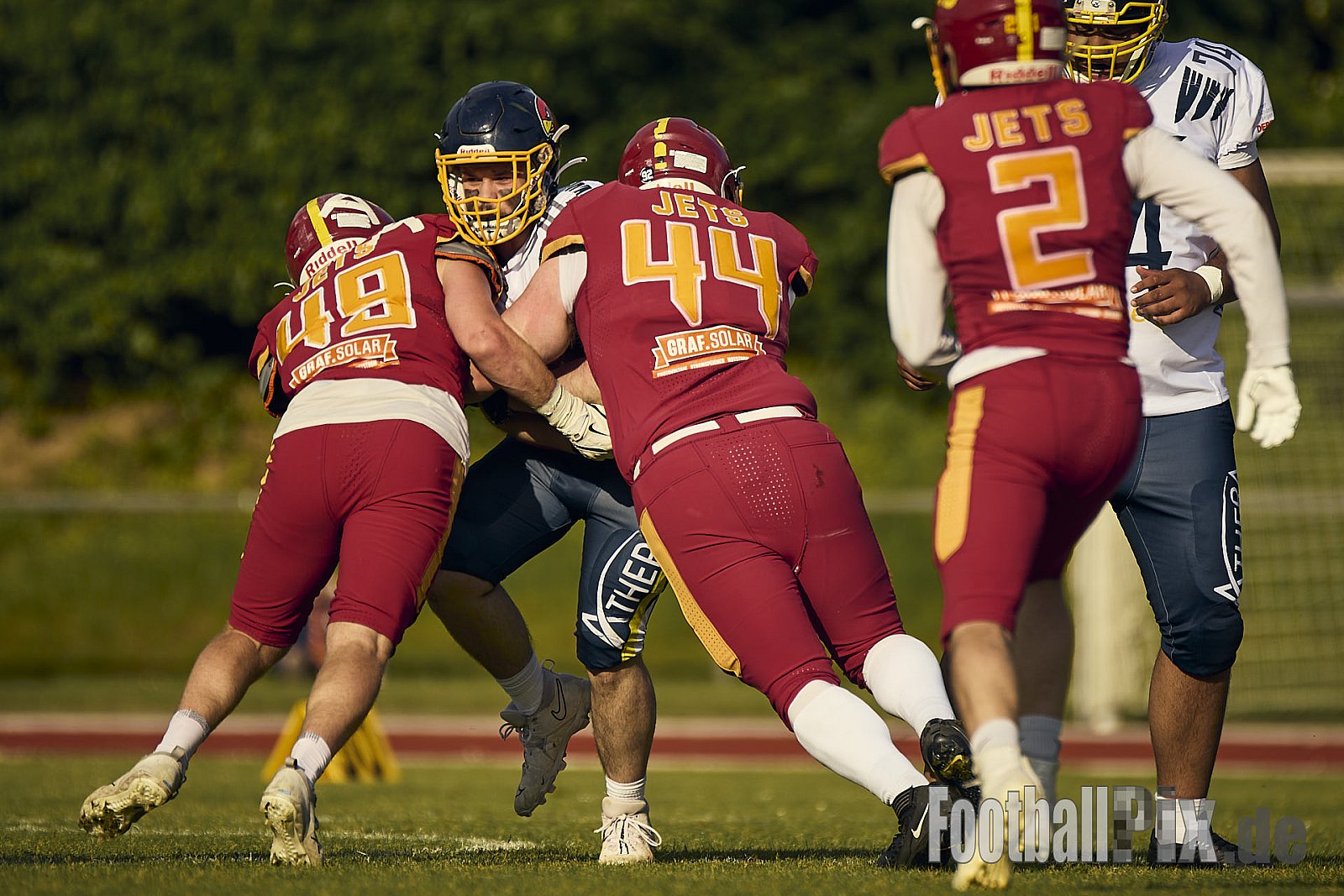 AFCV RL NRW | Troisdorf Jets vs. Essen Assindia Cardinals | 17.05.2025 | Aggerstadion, 53840 Troisdorf | Punkte Endstand 19 : 14 | Bildnummer: 2025-05-17_0141 - TroisdorfJetsVsEssenAssindiaCardinals