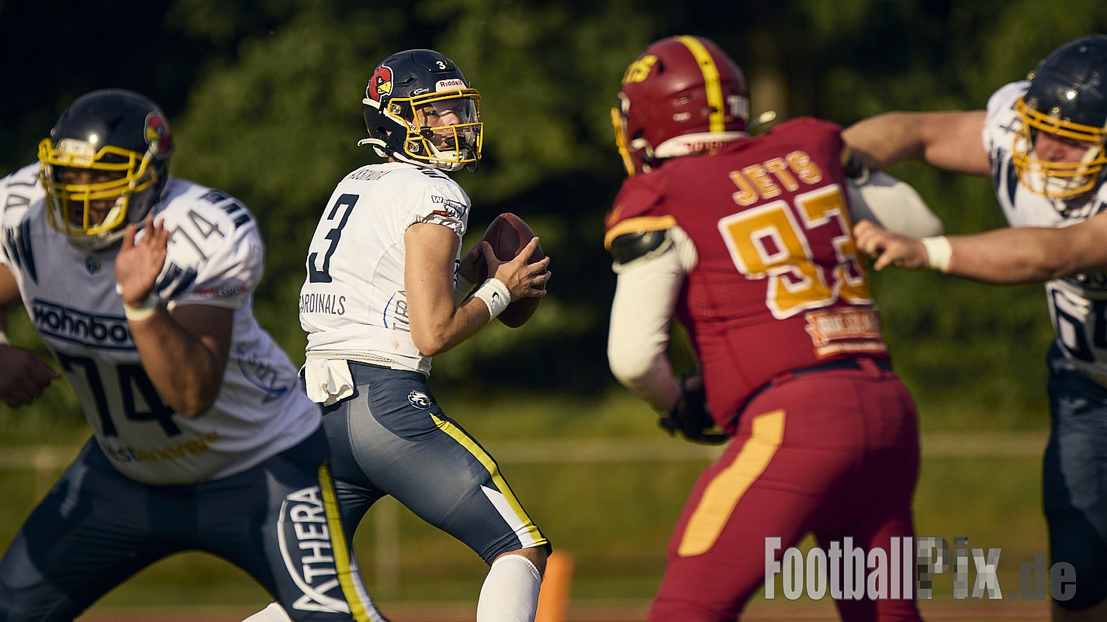 AFCV RL NRW | Troisdorf Jets vs. Essen Assindia Cardinals | 17.05.2025 | Aggerstadion, 53840 Troisdorf | Punkte Endstand 19 : 14 | Bildnummer: 2025-05-17_0196 - TroisdorfJetsVsEssenAssindiaCardinals