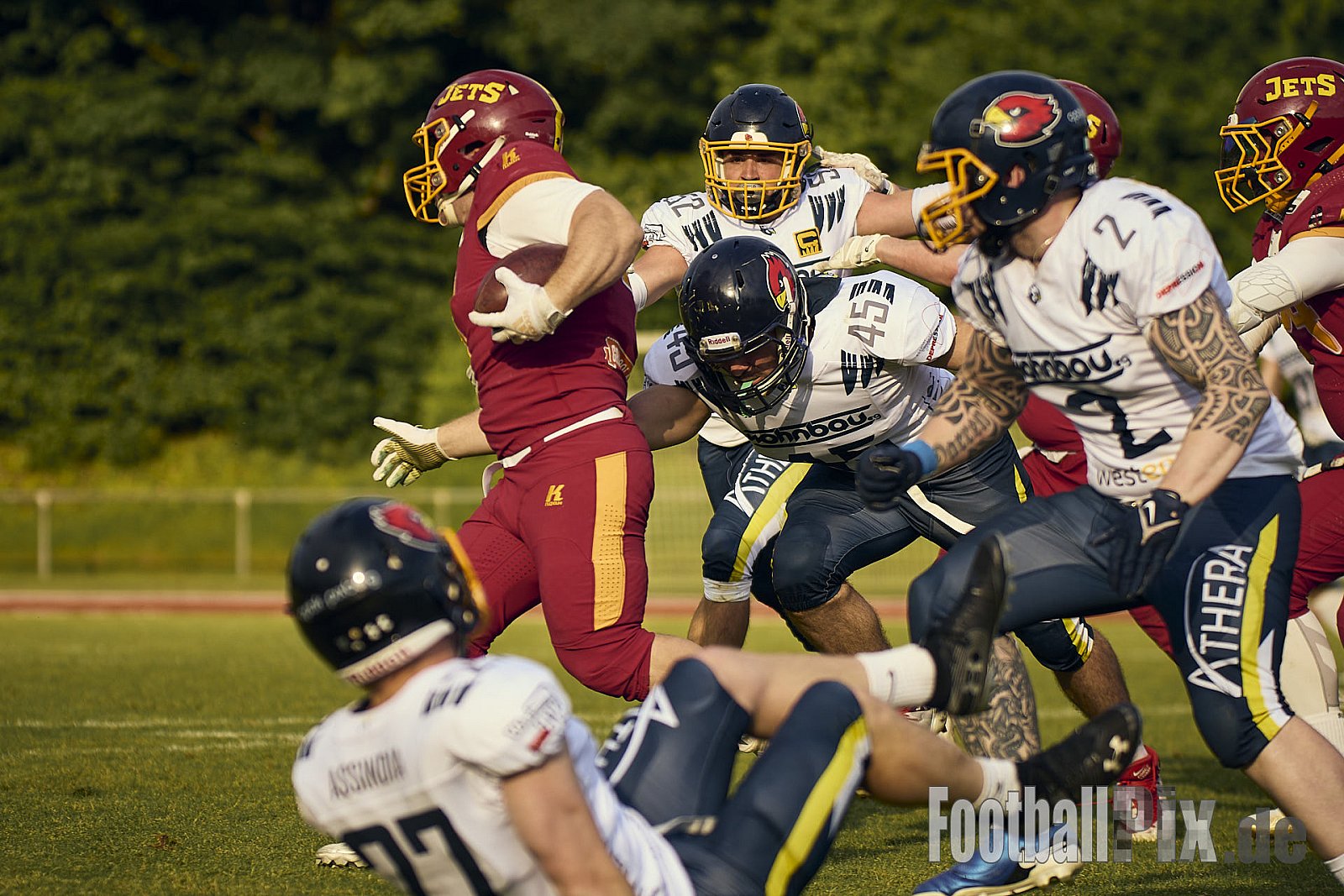 AFCV RL NRW | Troisdorf Jets vs. Essen Assindia Cardinals | 17.05.2025 | Aggerstadion, 53840 Troisdorf | Punkte Endstand 19 : 14 | Bildnummer: 2025-05-17_0228 - TroisdorfJetsVsEssenAssindiaCardinals