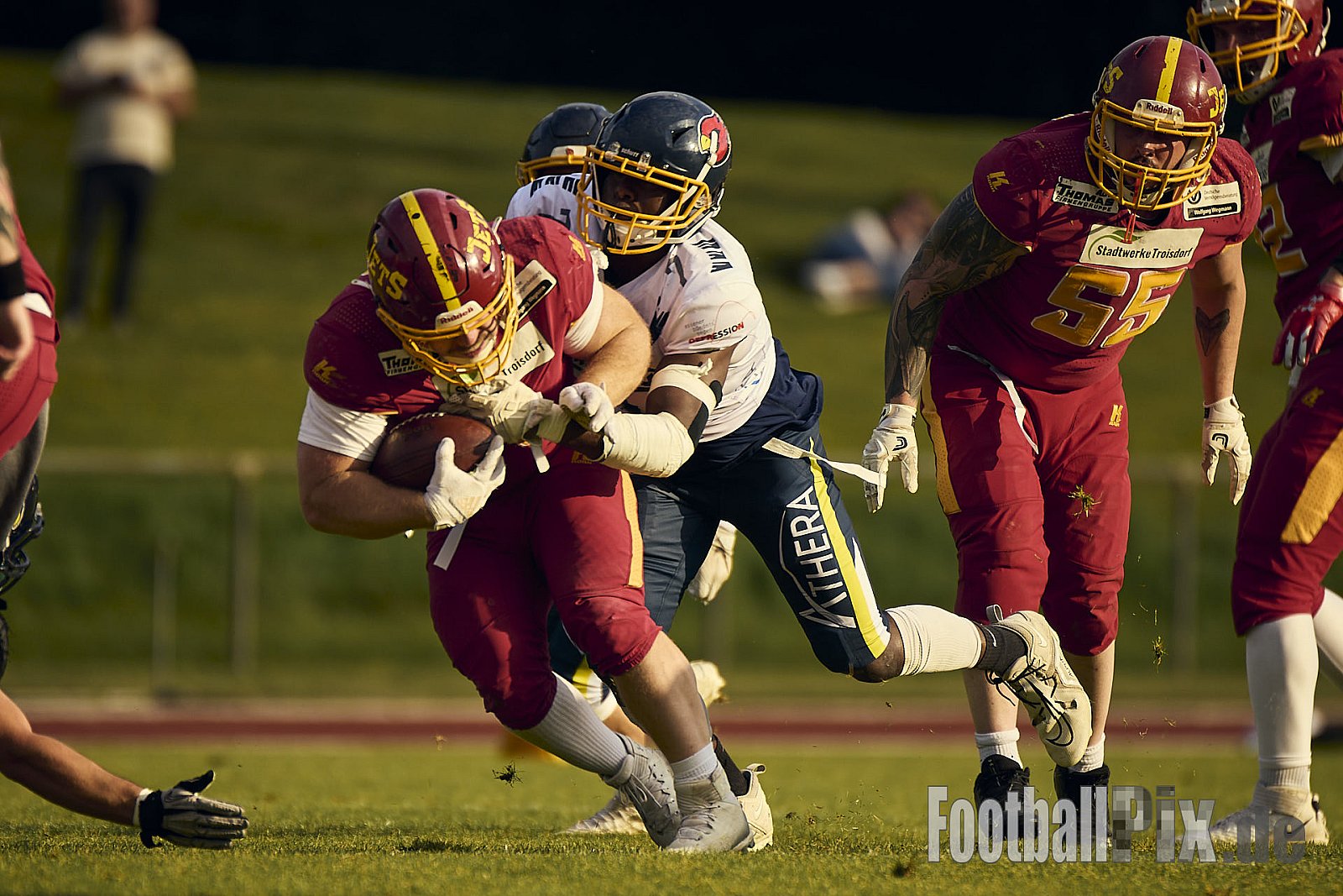 AFCV RL NRW | Troisdorf Jets vs. Essen Assindia Cardinals | 17.05.2025 | Aggerstadion, 53840 Troisdorf | Punkte Endstand 19 : 14 | Bildnummer: 2025-05-17_0240 - TroisdorfJetsVsEssenAssindiaCardinals