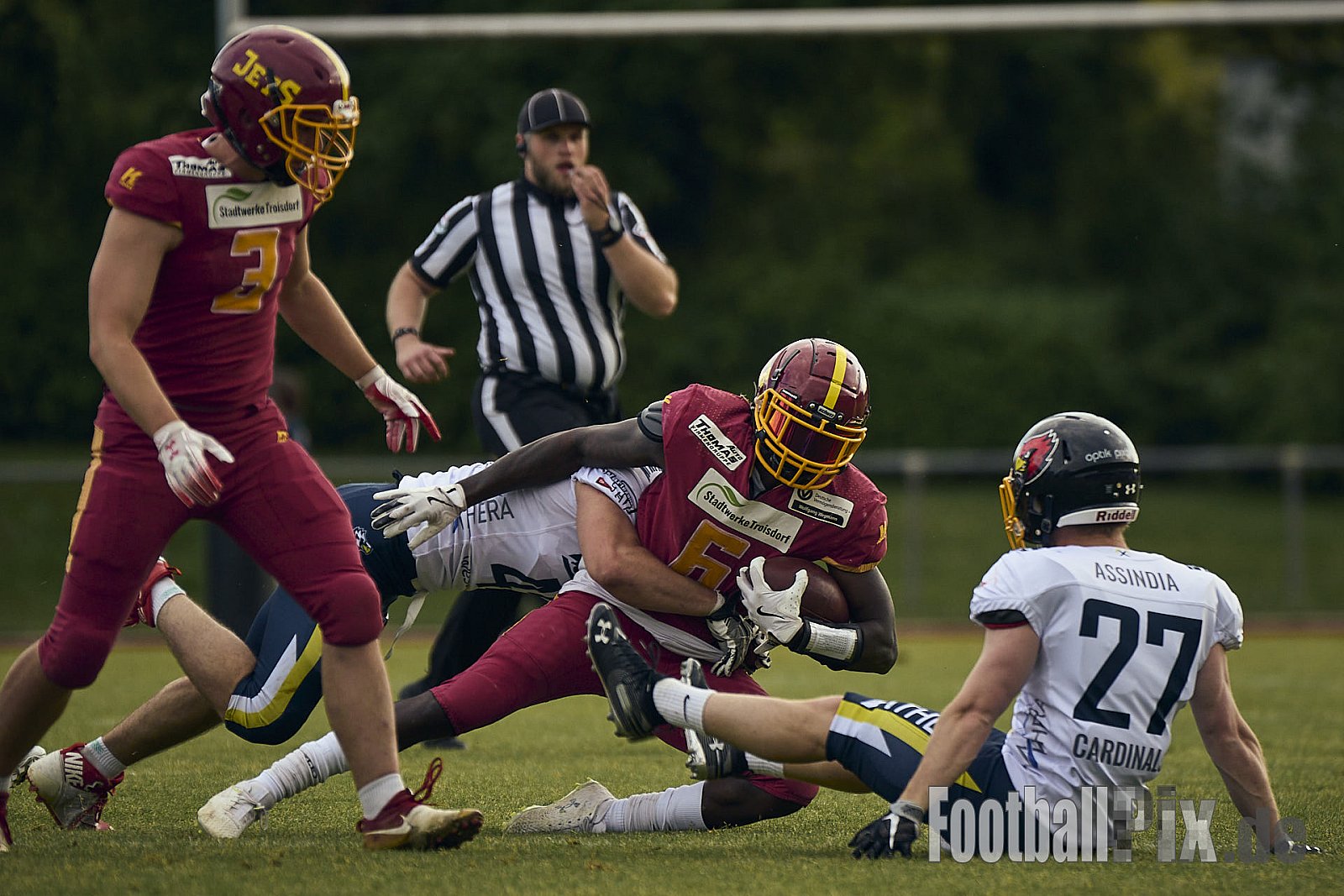 AFCV RL NRW | Troisdorf Jets vs. Essen Assindia Cardinals | 17.05.2025 | Aggerstadion, 53840 Troisdorf | Punkte Endstand 19 : 14 | Bildnummer: 2025-05-17_0303 - TroisdorfJetsVsEssenAssindiaCardinals