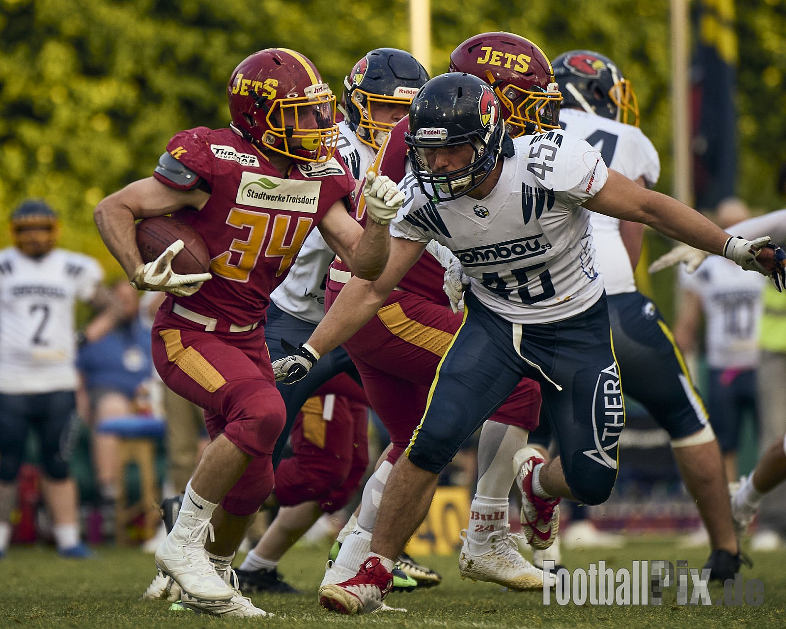 AFCV RL NRW | Troisdorf Jets vs. Essen Assindia Cardinals | 17.05.2025 | Aggerstadion, 53840 Troisdorf | Punkte Endstand 19 : 14 | Bildnummer: 2025-05-17_0467 - TroisdorfJetsVsEssenAssindiaCardinals