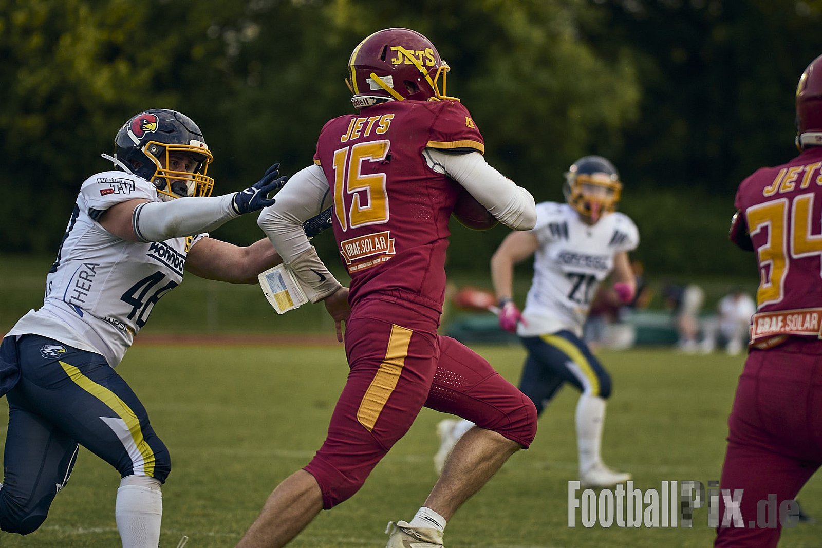 AFCV RL NRW | Troisdorf Jets vs. Essen Assindia Cardinals | 17.05.2025 | Aggerstadion, 53840 Troisdorf | Punkte Endstand 19 : 14 | Bildnummer: 2025-05-17_0477 - TroisdorfJetsVsEssenAssindiaCardinals