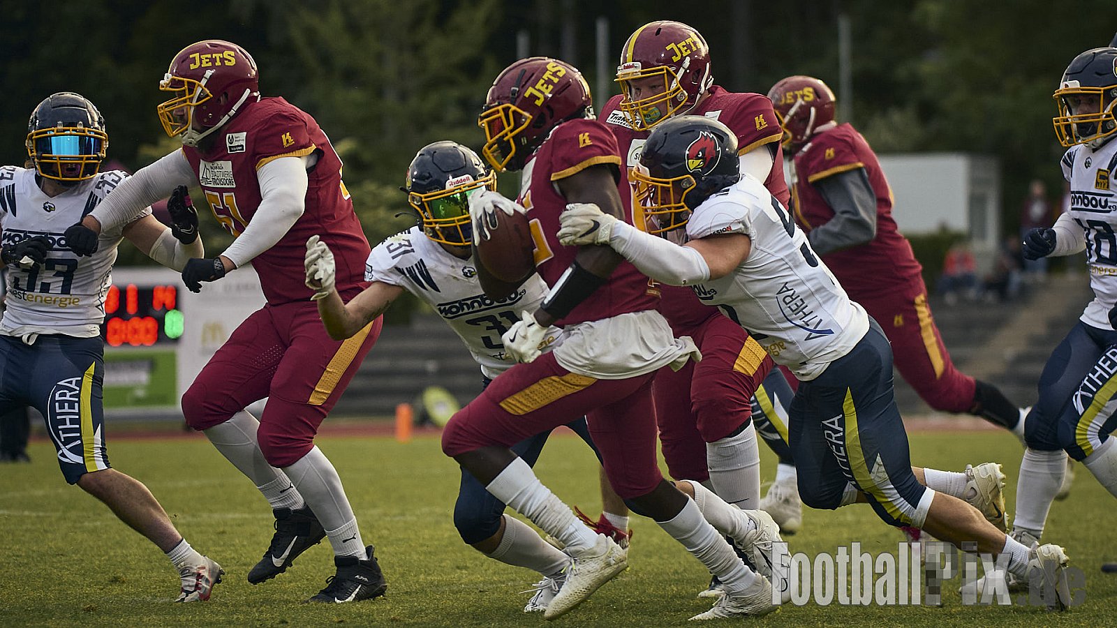 AFCV RL NRW | Troisdorf Jets vs. Essen Assindia Cardinals | 17.05.2025 | Aggerstadion, 53840 Troisdorf | Punkte Endstand 19 : 14 | Bildnummer: 2025-05-17_0533 - TroisdorfJetsVsEssenAssindiaCardinals