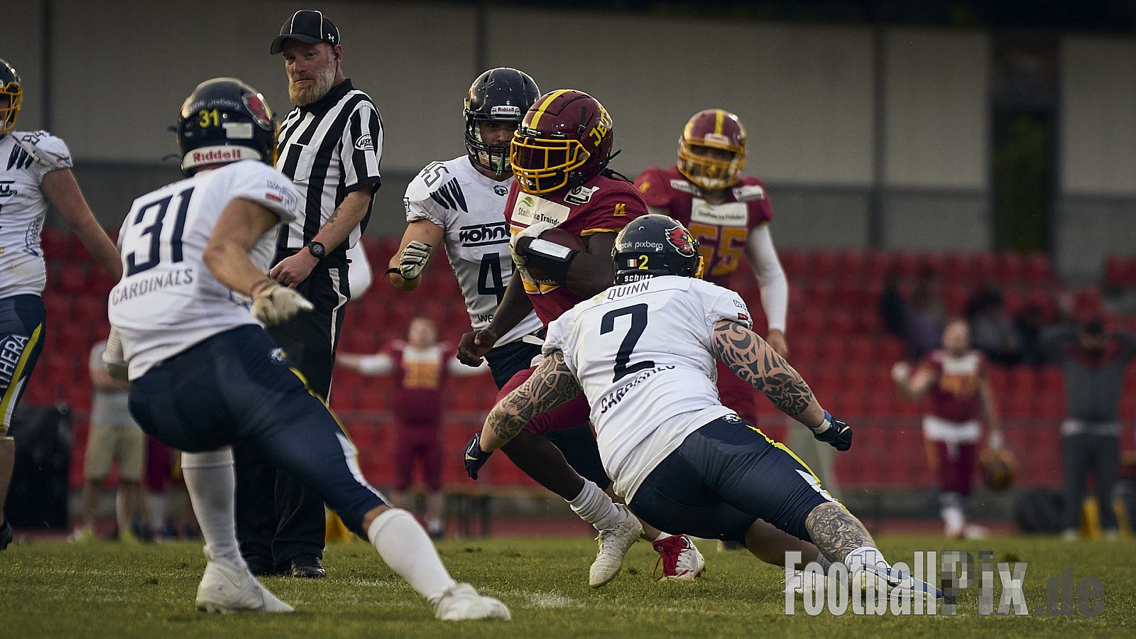 AFCV RL NRW | Troisdorf Jets vs. Essen Assindia Cardinals | 17.05.2025 | Aggerstadion, 53840 Troisdorf | Punkte Endstand 19 : 14 | Bildnummer: 2025-05-17_0558 - TroisdorfJetsVsEssenAssindiaCardinals