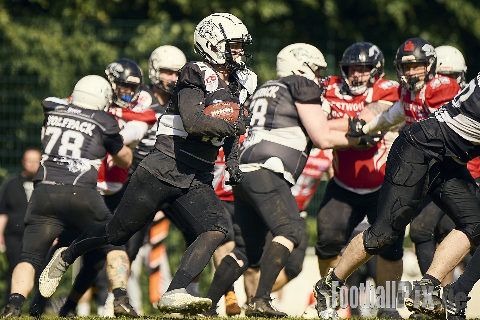 AFCV OL NRW | Wuppertal Greyhoundsr vs. Mönchengladbach Wolfpack | 25.05.2025 | SpA Gelber Sprung, Wuppertal | Punkte Endstand 21 : 08 | Bildnummer: 2025-05-25_0516 - WuppertalGreyhoundsVsMgWolfpack