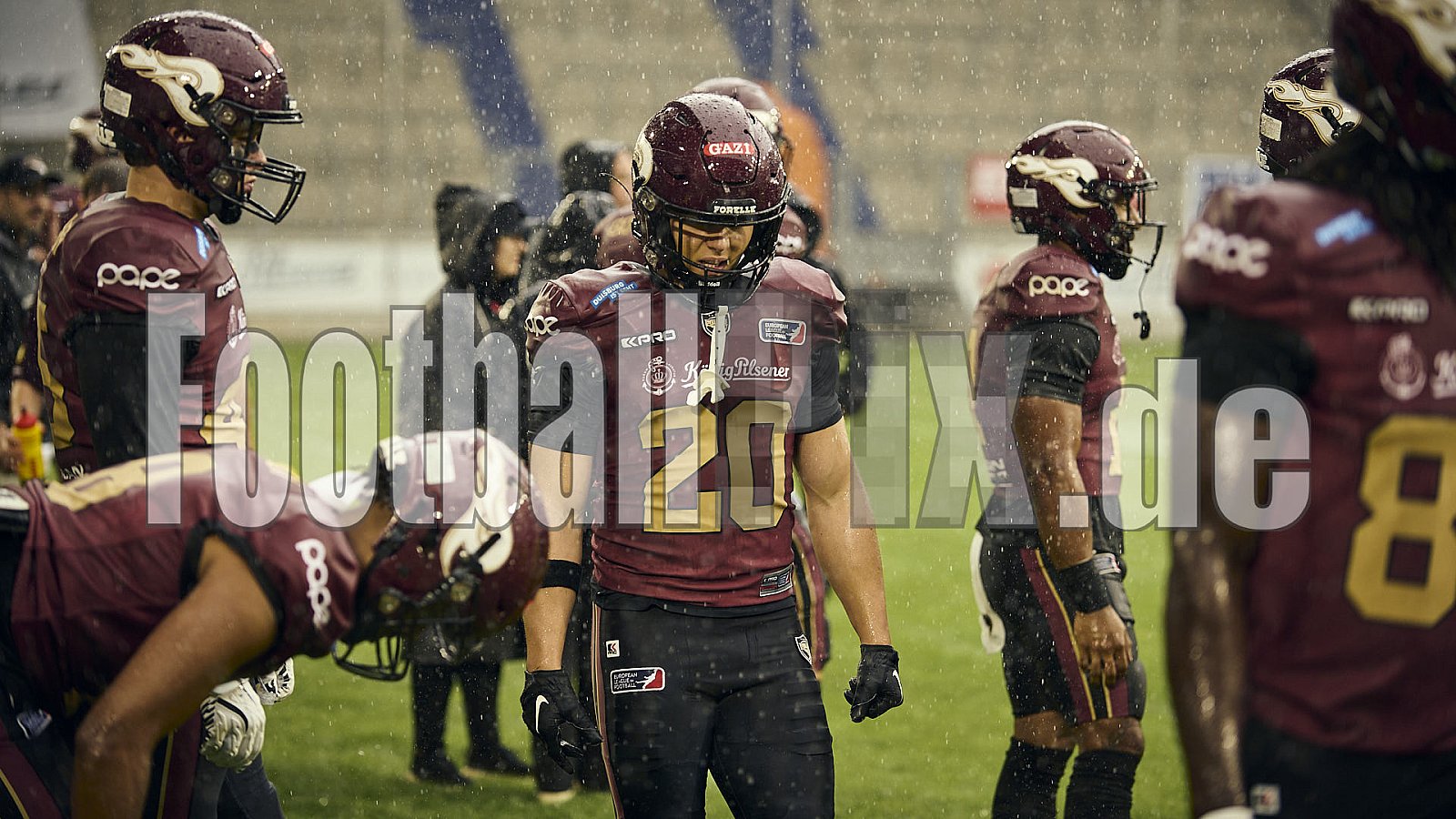 #20 Paul Breuer, Defensive Back, Rhein Fire | ELF | Paris Musketeers at Rhein Fire |  Punkte Endstand 31 : 07 | Schauinsland-Reisen-Arena, Duisburg | 08.06.2025 | Bildnummer: 2025-06-08_0390 - ParisMusketeersAtRheinFire