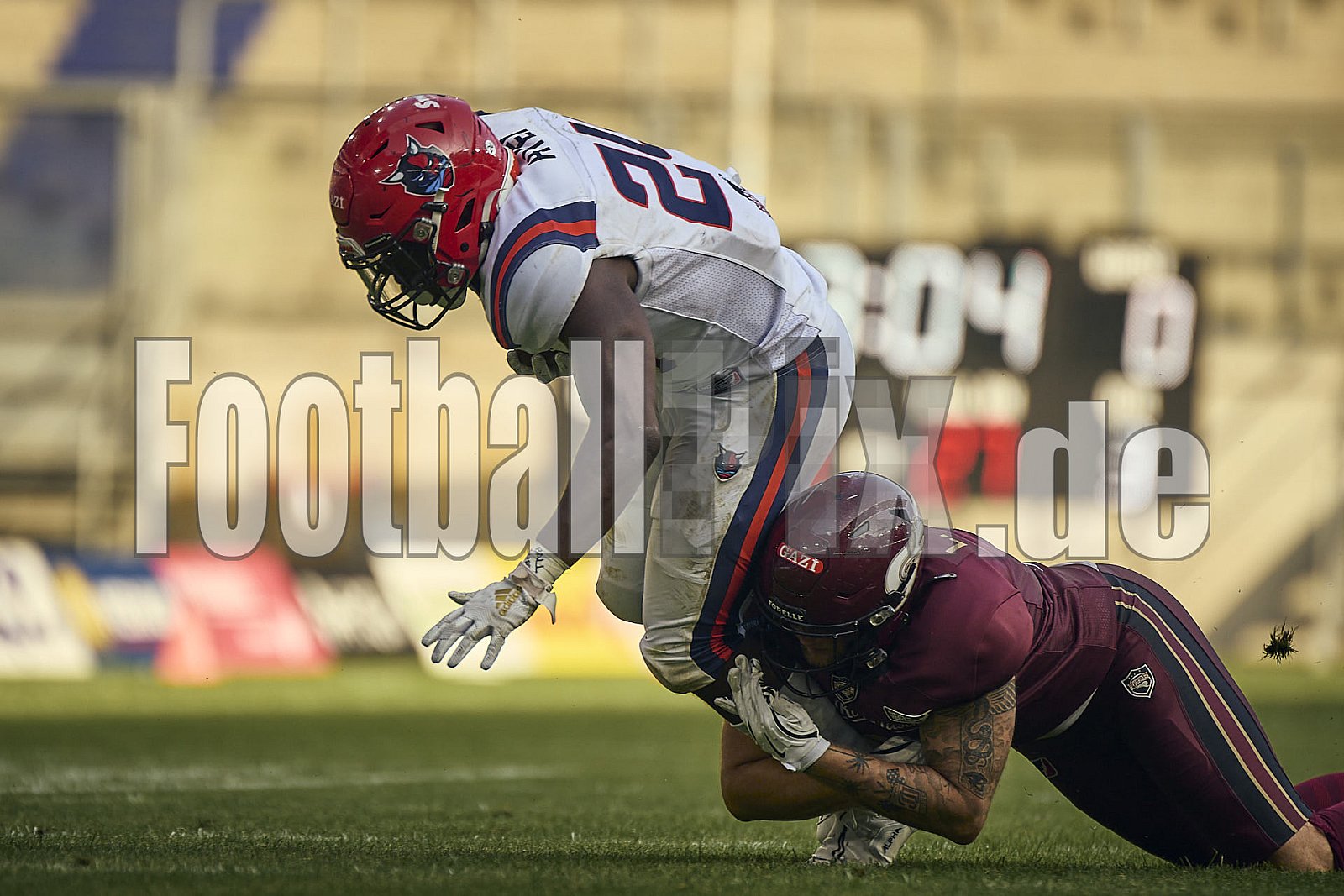 #24 Chrisman Kyei, Running Back, Hamburg Sea Devils | ELF | Hamburg Sea Devils at Rhein Fire |  Punkte Endstand 0 : 43 | Schauinsland-Reisen-Arena, Duisburg | 14.06.2025 - HamburgSeaDevilsAtRheinFire