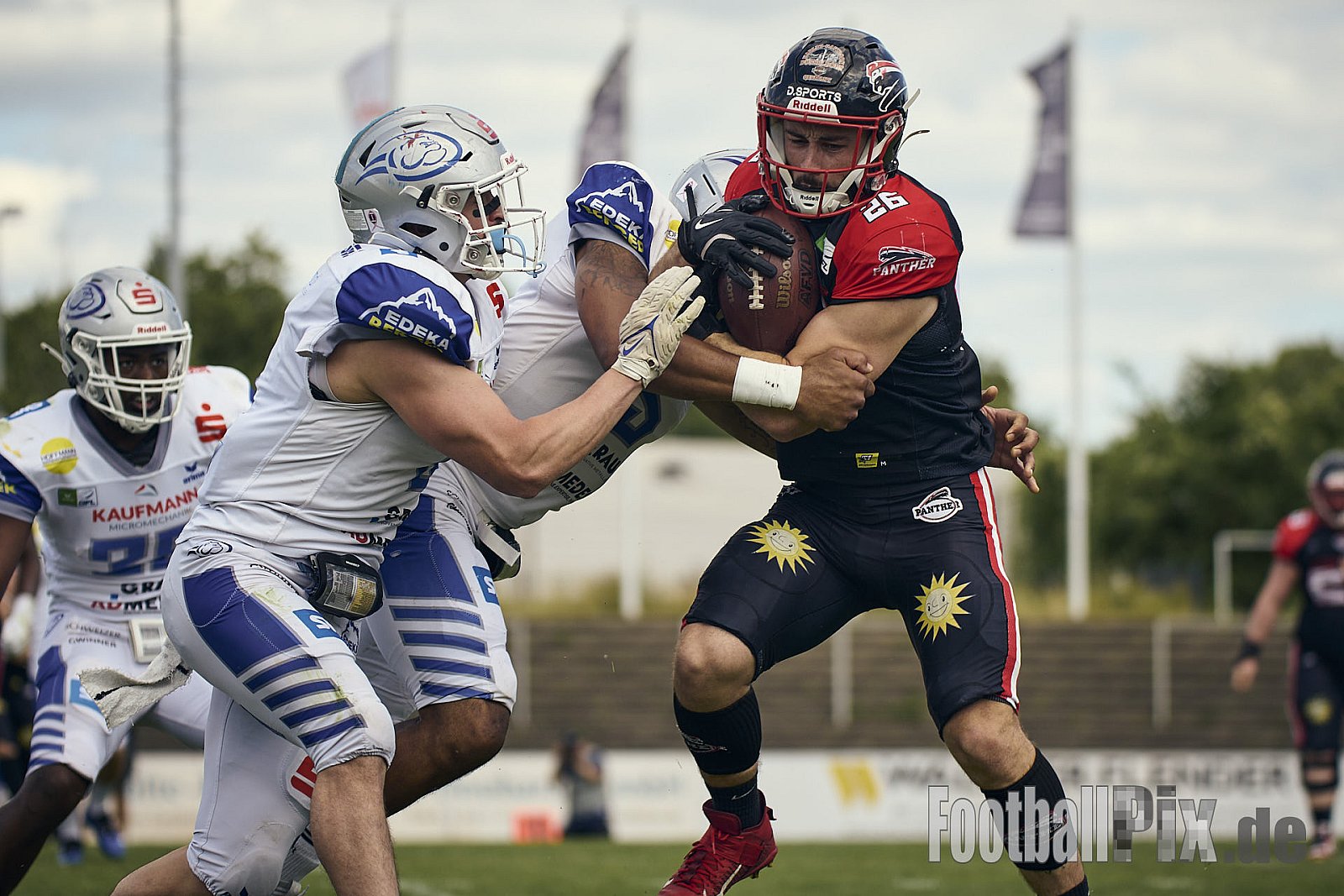 #26 François-Guilhem Pion, Offense, Düsseldorf Panther | GFL | Düsseldorf Panther vs. Pforzheim Wilddogs |  Punkte Endstand 14 : 07 | Stadion Benrath, Düsseldorf | 28.06.2025 | Job ID: 2025-06-28_0153 - DPantherVsPforzheimWilddogs