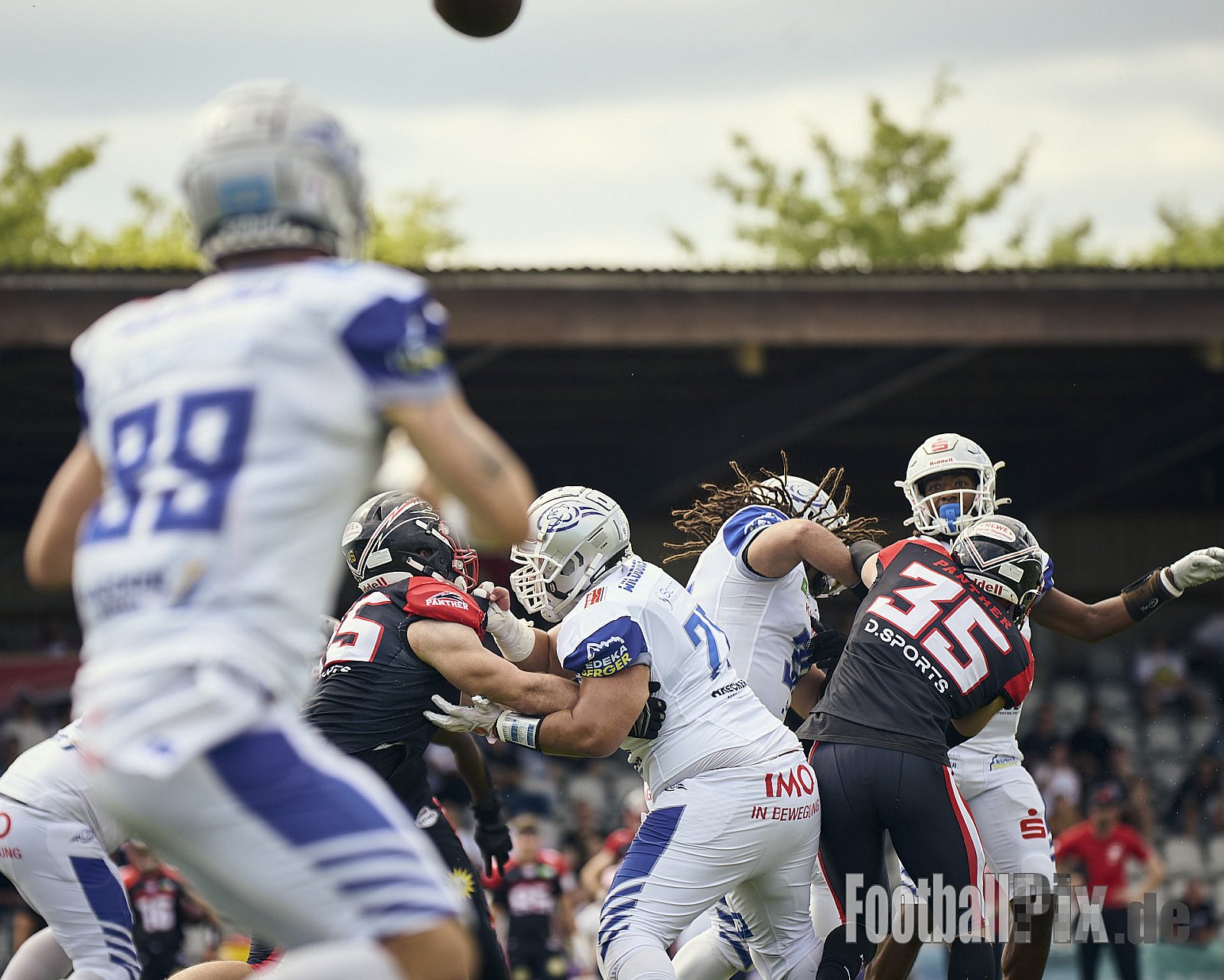 GFL | Düsseldorf Panther vs. Pforzheim Wilddogs |  Punkte Endstand 14 : 07 | Stadion Benrath, Düsseldorf | 28.06.2025 | Job ID: 2025-06-28_0193 - DPantherVsPforzheimWilddogs