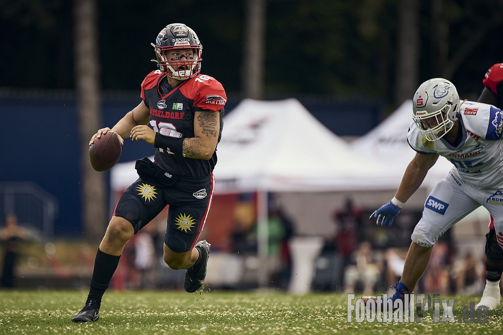 #16 Cole James Stenstrom, Offense, Düsseldorf Panther | GFL | Düsseldorf Panther vs. Pforzheim Wilddogs |  Punkte Endstand 14 : 07 | Stadion Benrath, Düsseldorf | 28.06.2025 | Job ID: 2025-06-28_0252 - DPantherVsPforzheimWilddogs
