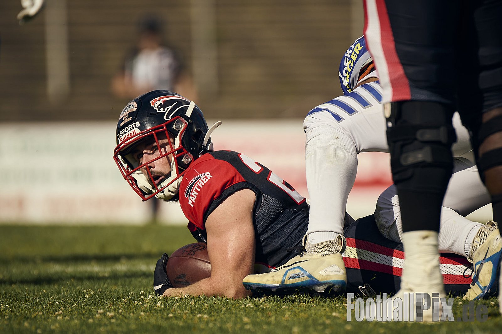 #26 François-Guilhem Pion, Offense, Düsseldorf Panther | GFL | Düsseldorf Panther vs. Pforzheim Wilddogs |  Punkte Endstand 14 : 07 | Stadion Benrath, Düsseldorf | 28.06.2025 | Job ID: 2025-06-28_0762 - DPantherVsPforzheimWilddogs