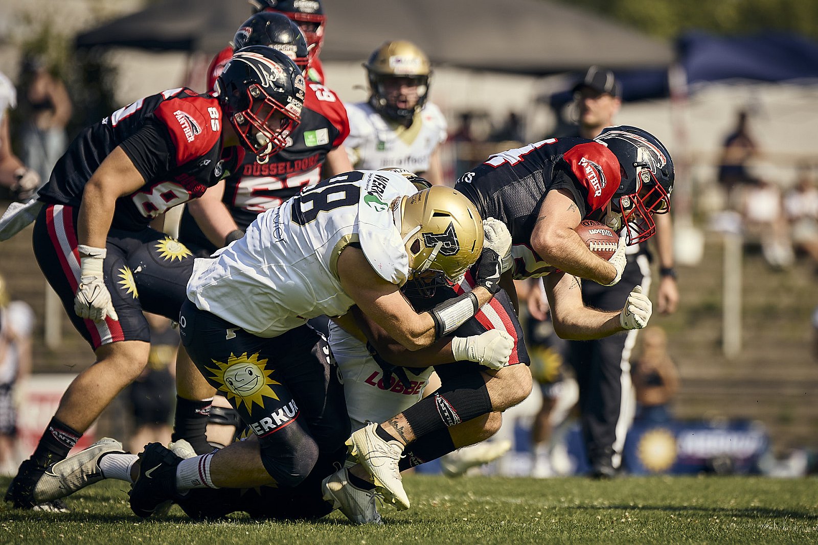 #24 Fabio Luis Car­rara, Offense, Düsseldorf Panther | GFL | Düsseldorf Panther vs. Paderborn Dolphins |  Punkte Endstand 28 : 24 | Stadion Benrath, Dusseldorf | 09.08.2025 | Job ID: 2025-08-09_0323 - DPantherPaderbornVsPaderbornDolphins