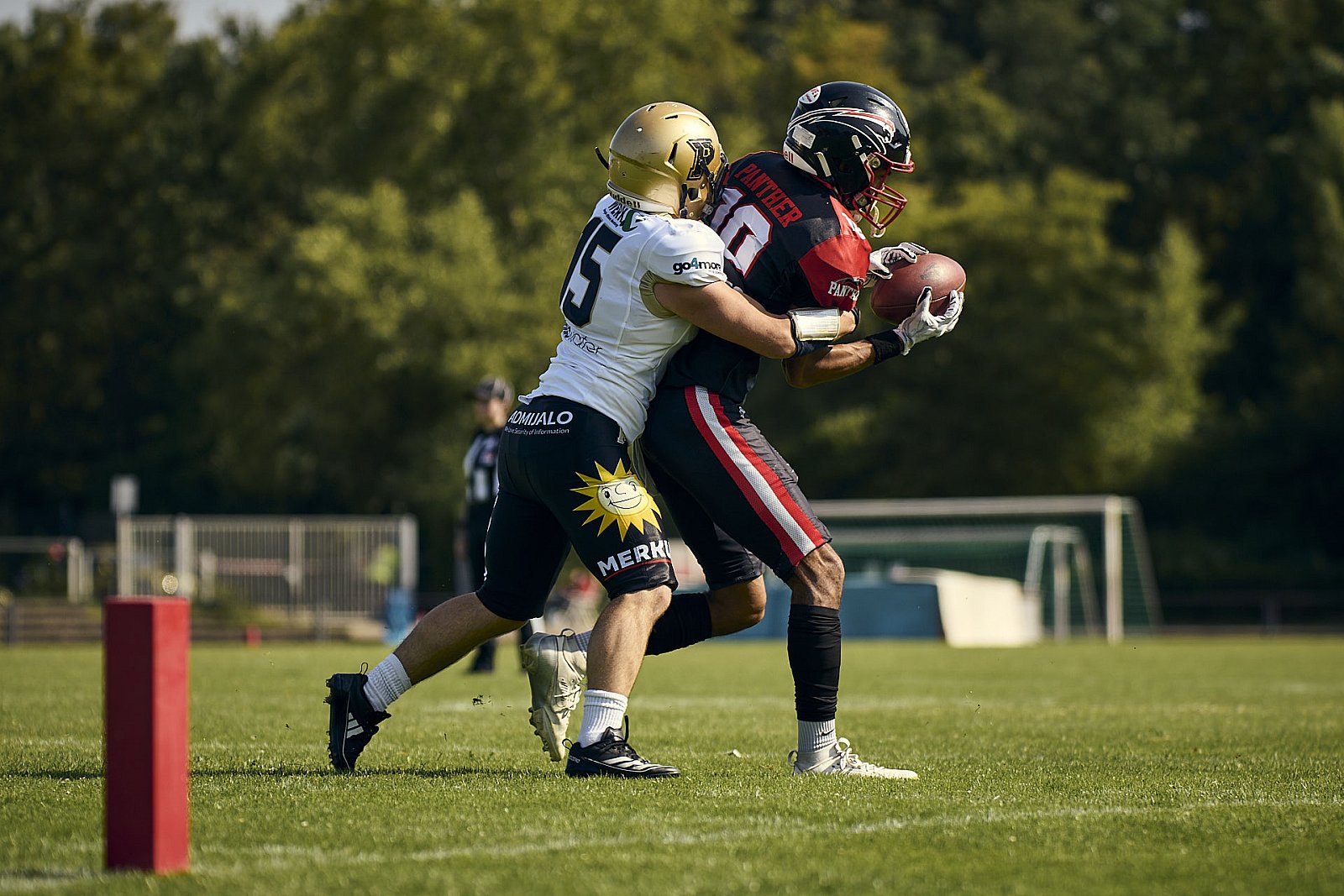 #10 Julien Vast, Offense, Düsseldorf Panther | GFL | Düsseldorf Panther vs. Paderborn Dolphins |  Punkte Endstand 28 : 24 | Stadion Benrath, Dusseldorf | 09.08.2025 | Job ID: 2025-08-09_0352 - DPantherPaderbornVsPaderbornDolphins