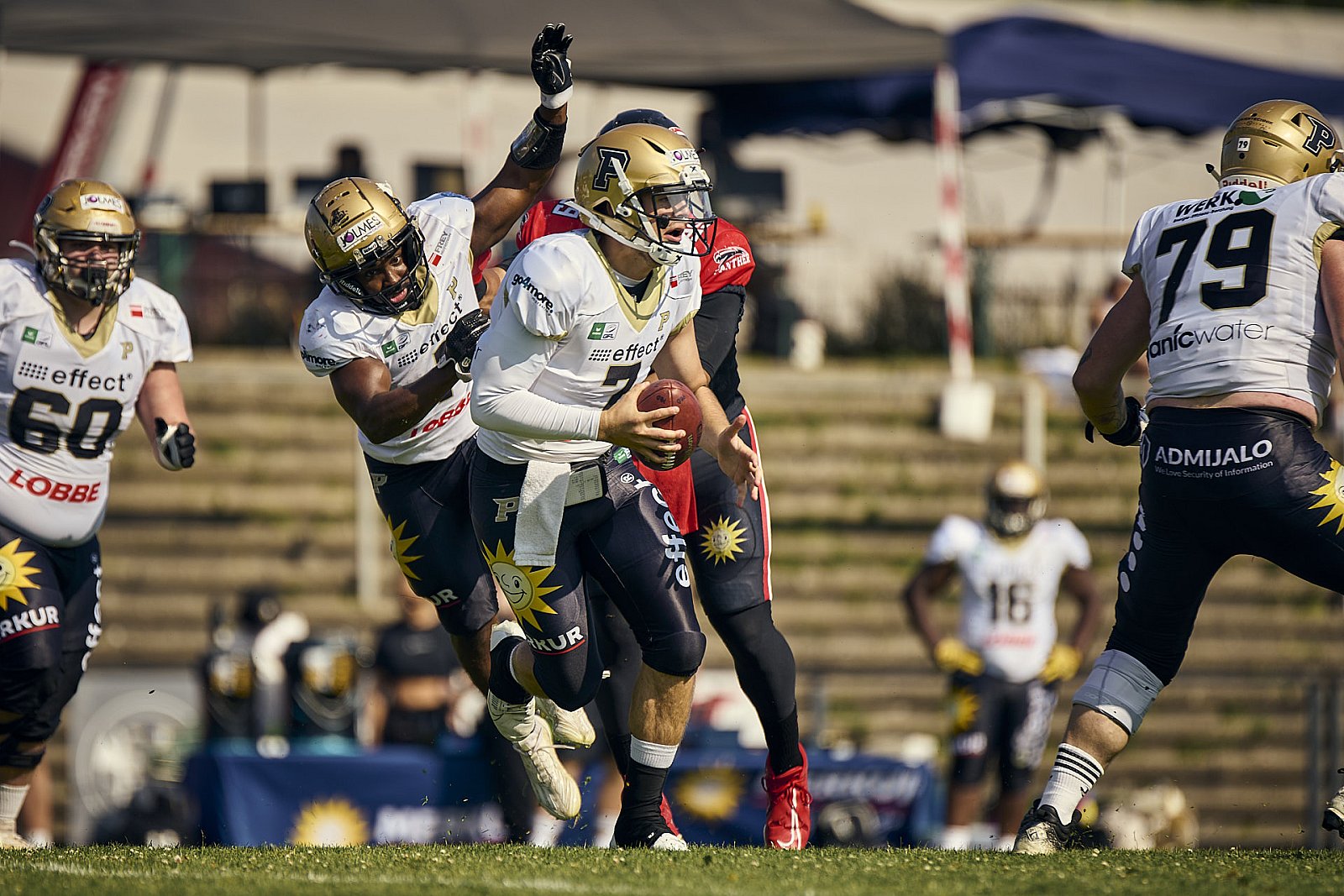 GFL | Düsseldorf Panther vs. Paderborn Dolphins |  Punkte Endstand 28 : 24 | Stadion Benrath, Dusseldorf | 09.08.2025 | Job ID: 2025-08-09_0368 - DPantherPaderbornVsPaderbornDolphins